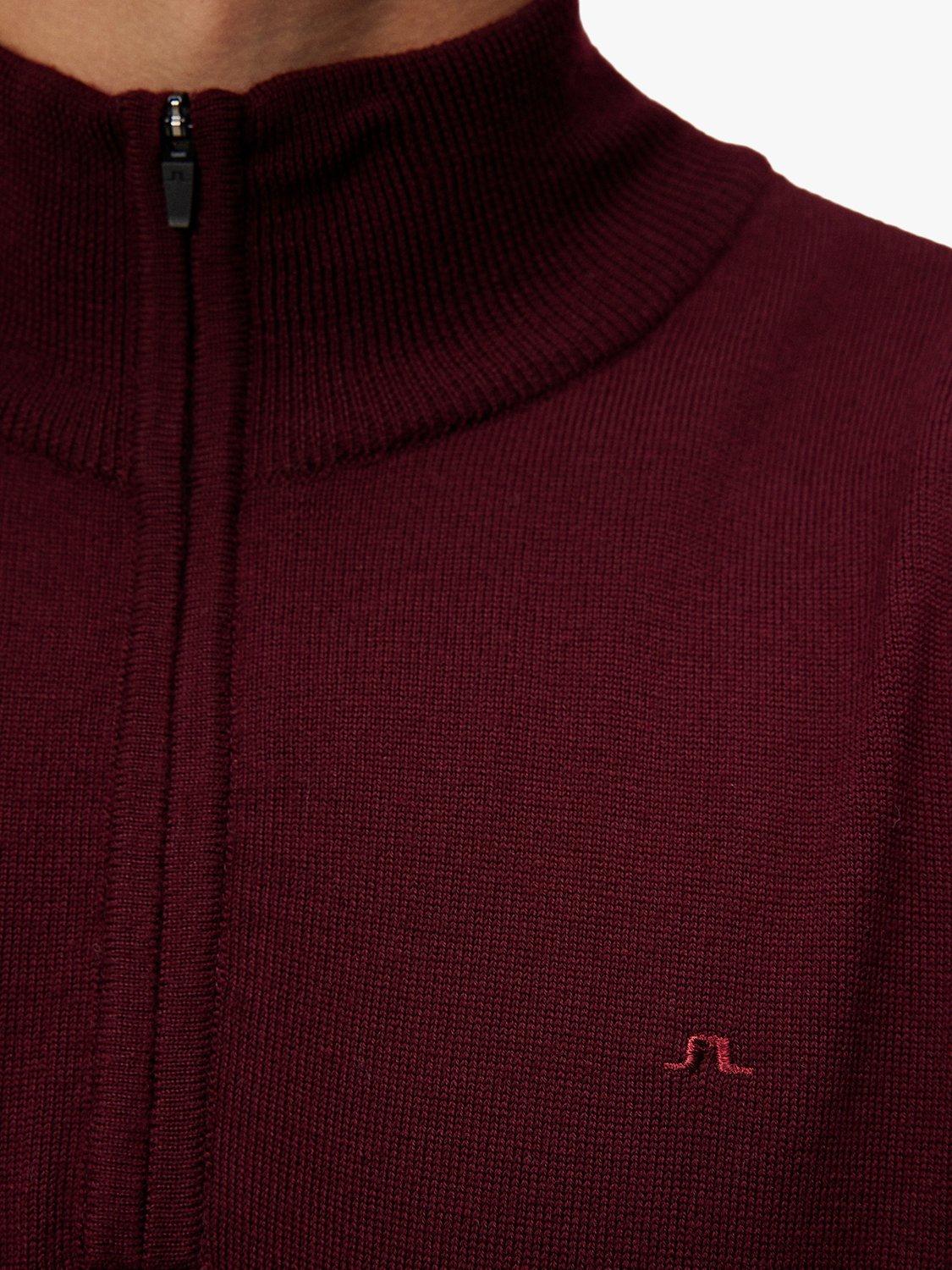 Product image 5 of 6, which shows J.Lindeberg Kiyan Quarter Zip Jumper, Red, S
