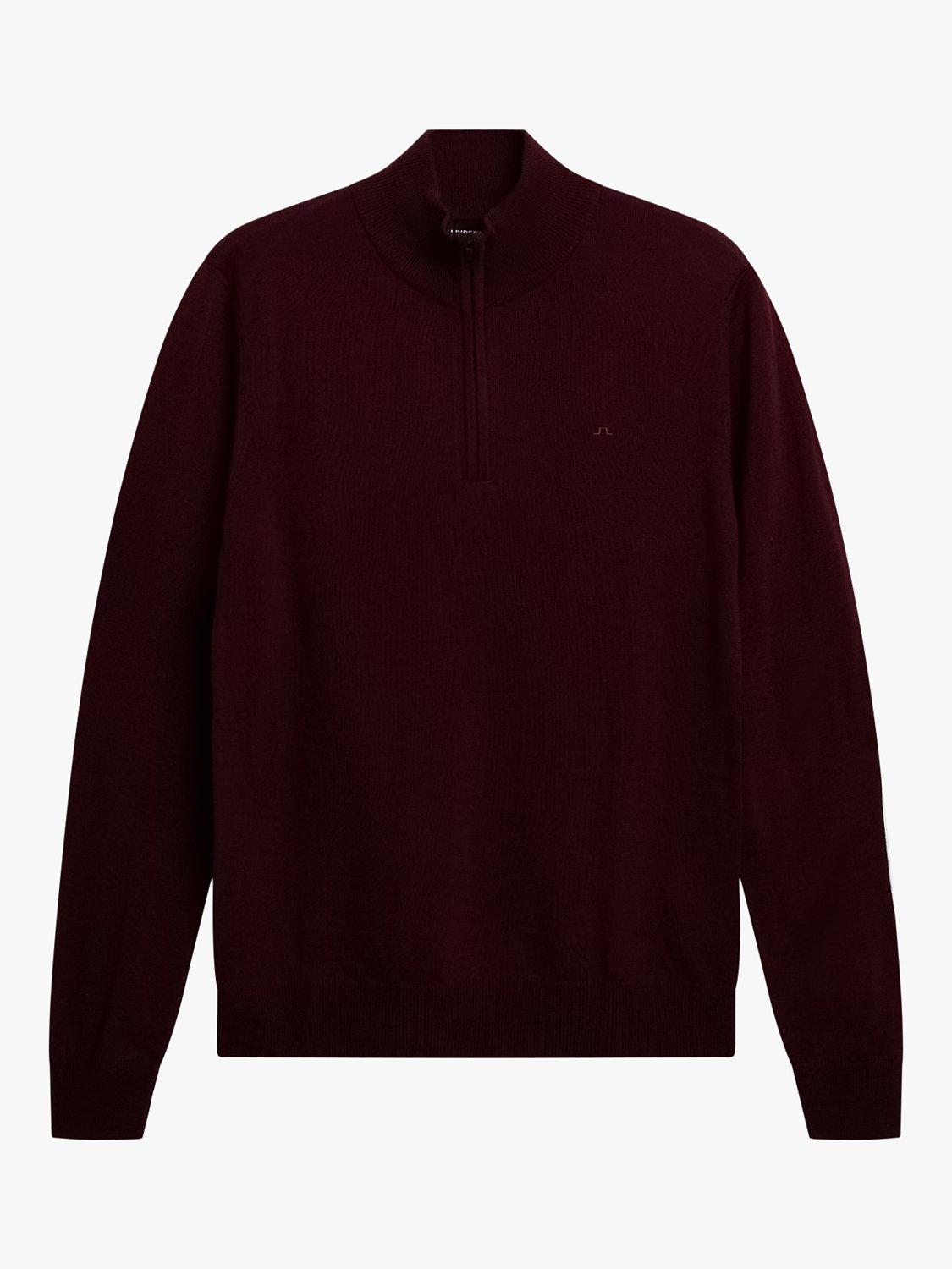 Product image 6 of 6, which shows J.Lindeberg Kiyan Quarter Zip Jumper, Red, S