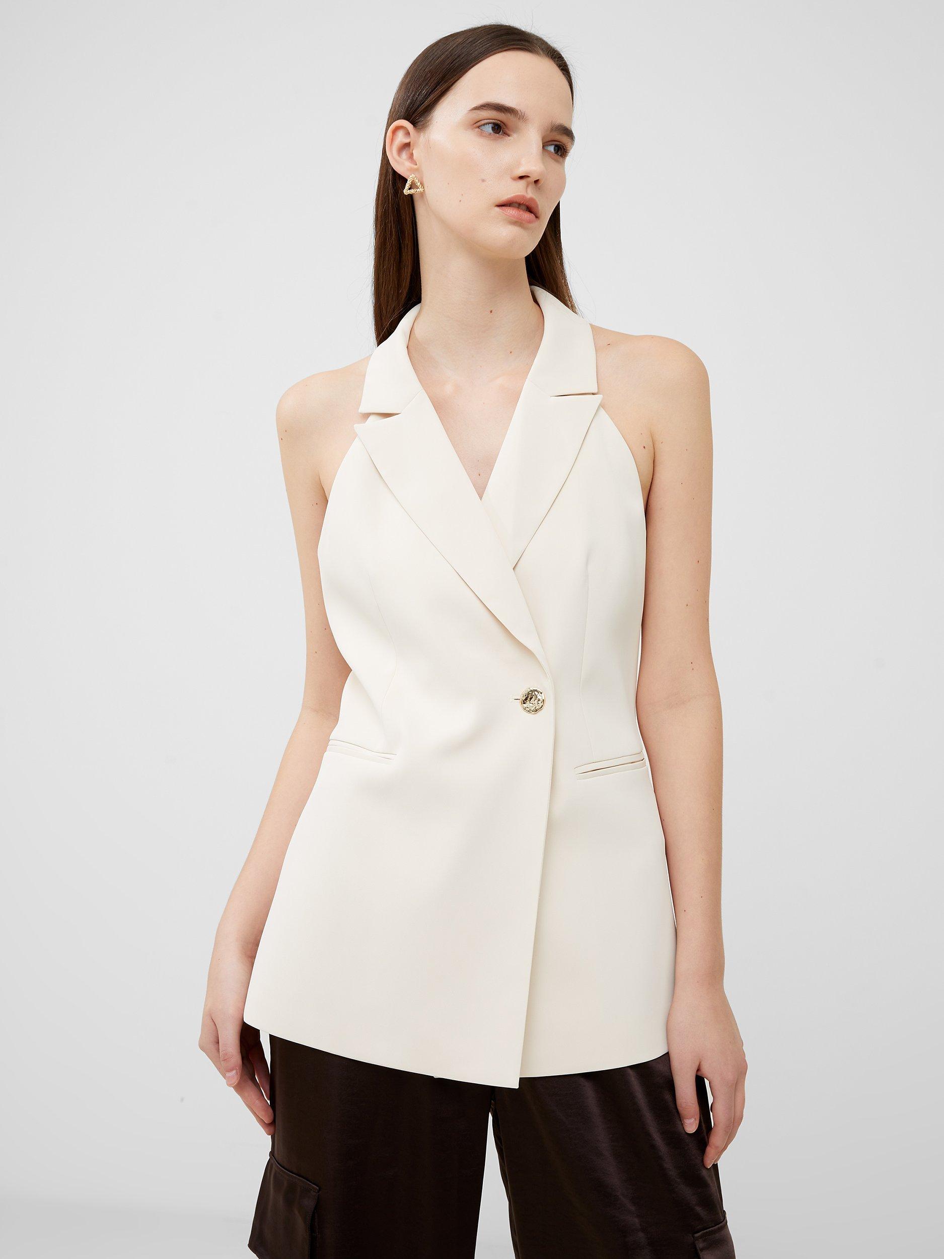 French Connection Harrie Halterneck Waistcoat, Classic Cream