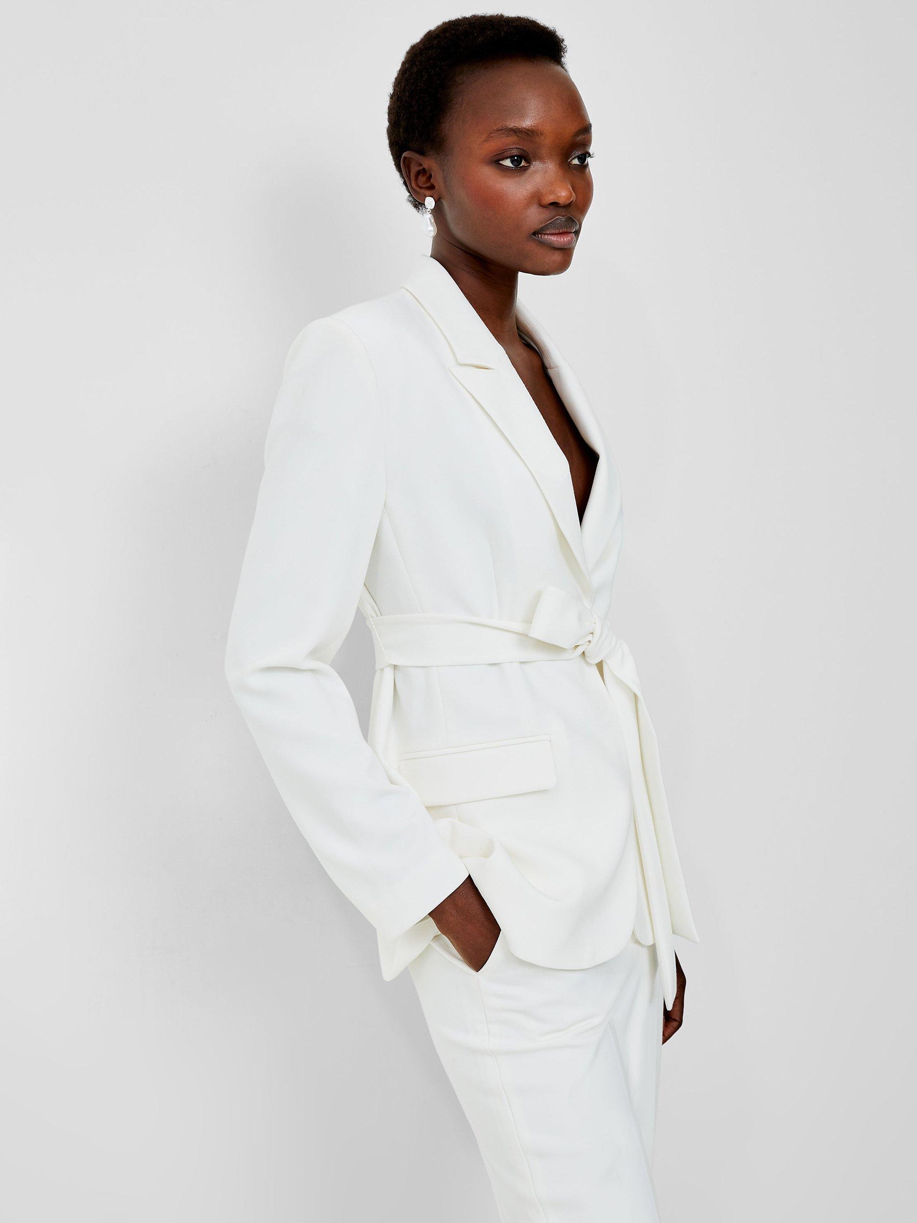 French Connection Whisper Belted Blazer, Summer White, 8