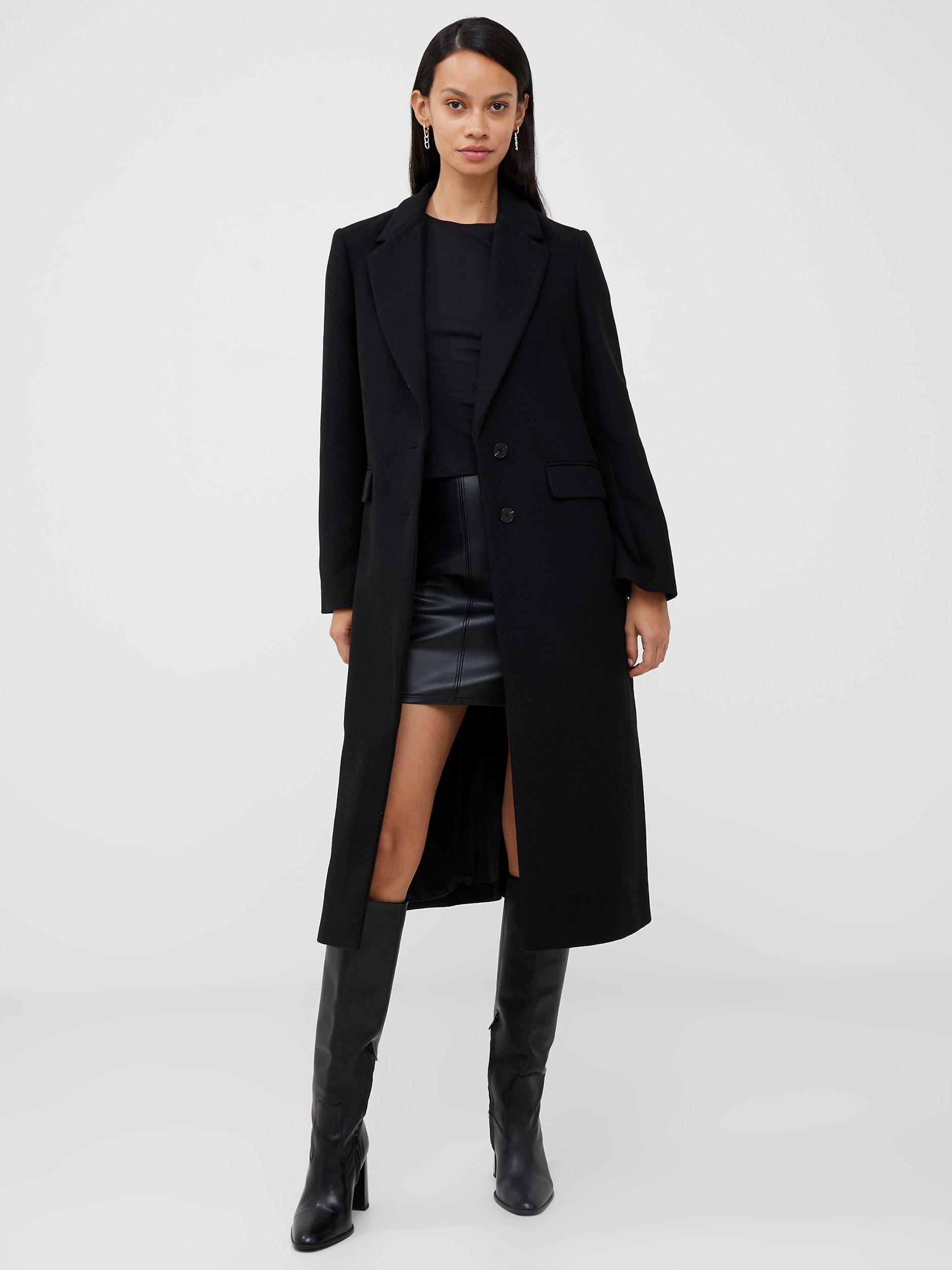 French connection platform felt funnel neck coat best sale