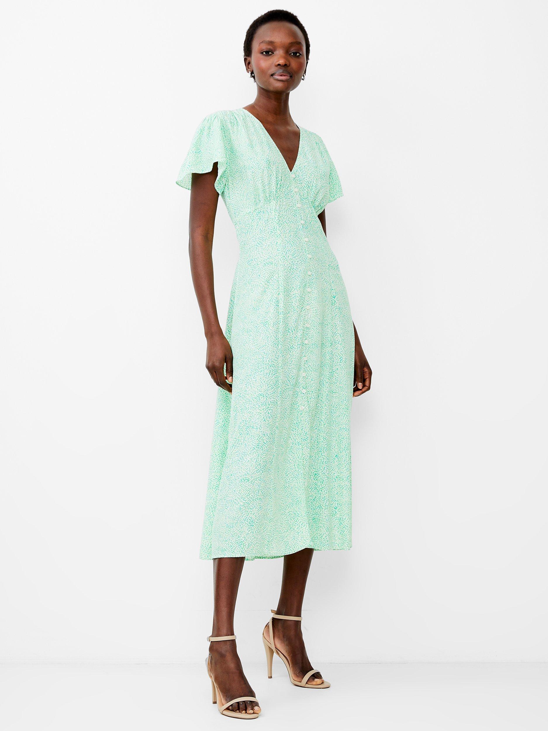 French Connection Bernice Tea Midi Dress Minted Green