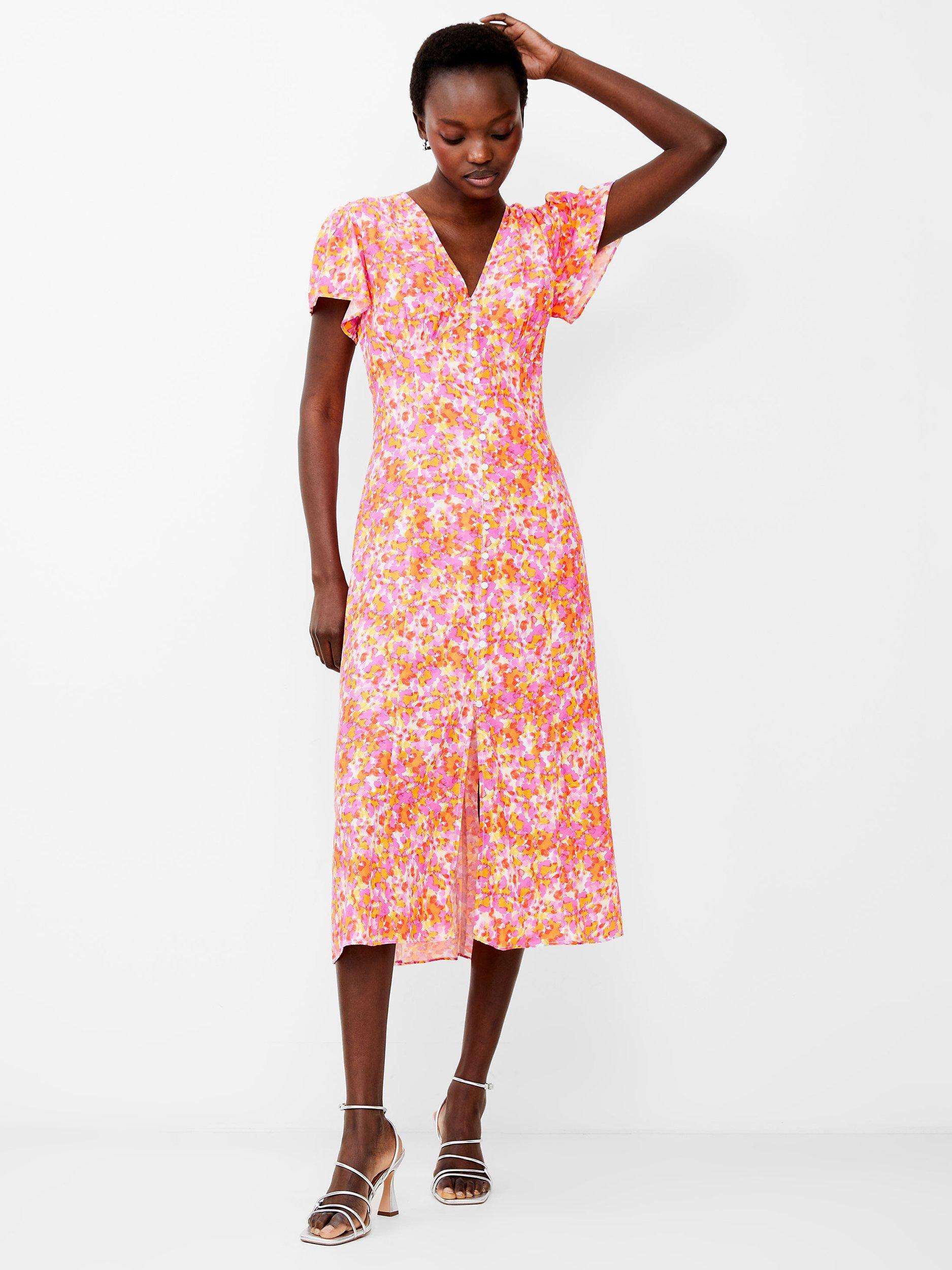 French Connection Cass Delphine Midi Dress Persimmon