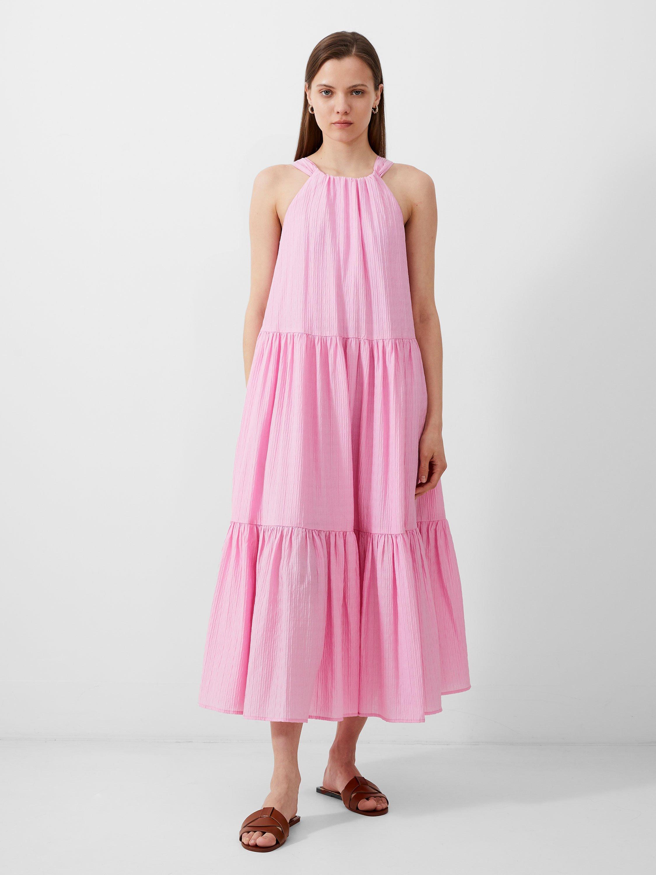 French Connection Aleska Textured Midi Dress, Pink