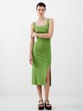 French Connection Rassia Rib Square Neck Midi Dress, Piquant Green