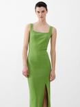 French Connection Rassia Rib Square Neck Midi Dress, Piquant Green