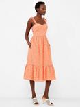 French Connection Erin Gretta Midi Dress, Coral/Multi