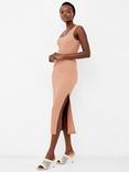 French Connection Sadie Textured Bodycon Midi Dress, Mocha Mousse