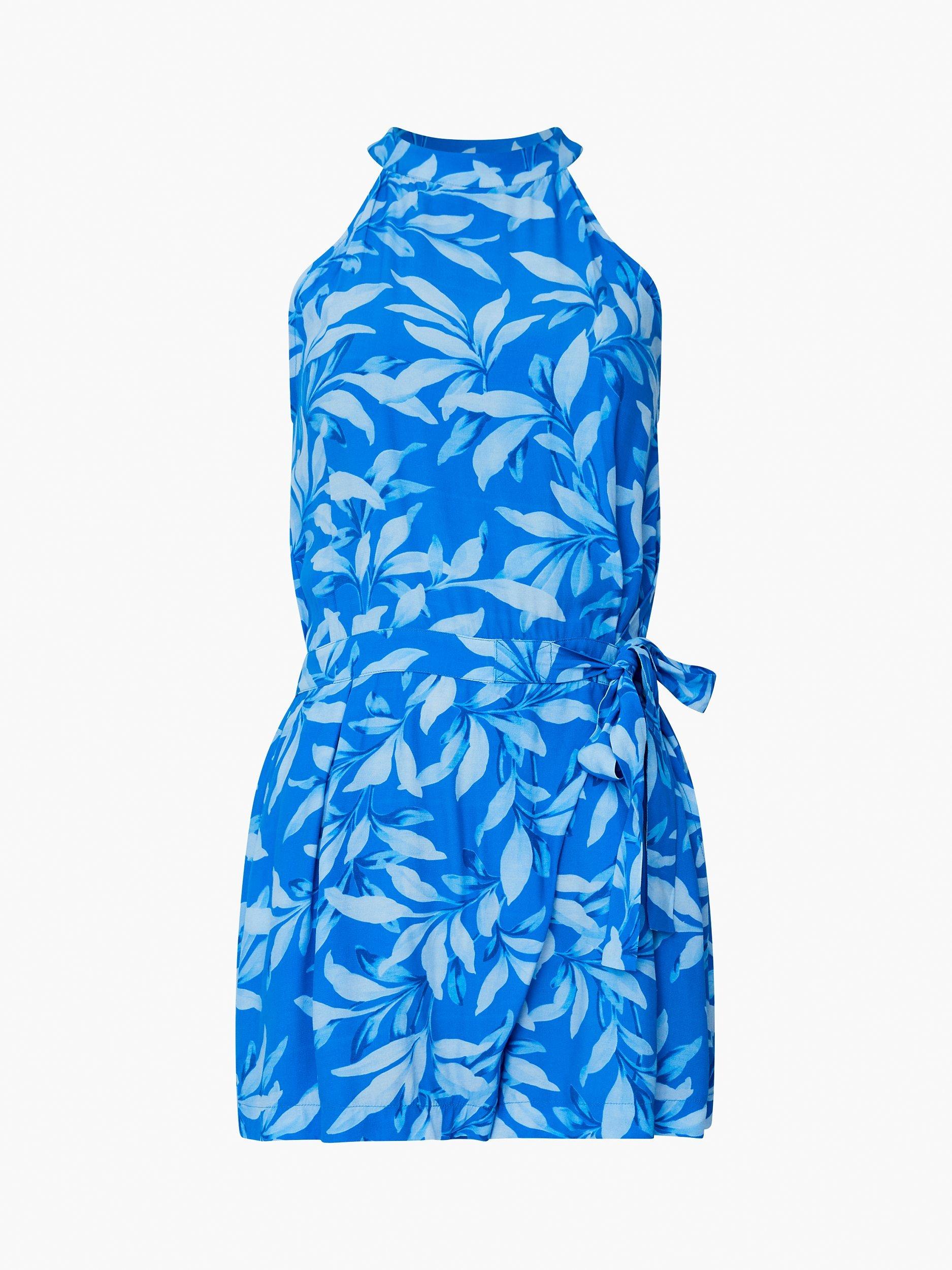 French Connection Avaline Delphine Playsuit, Blue/Multi, 18