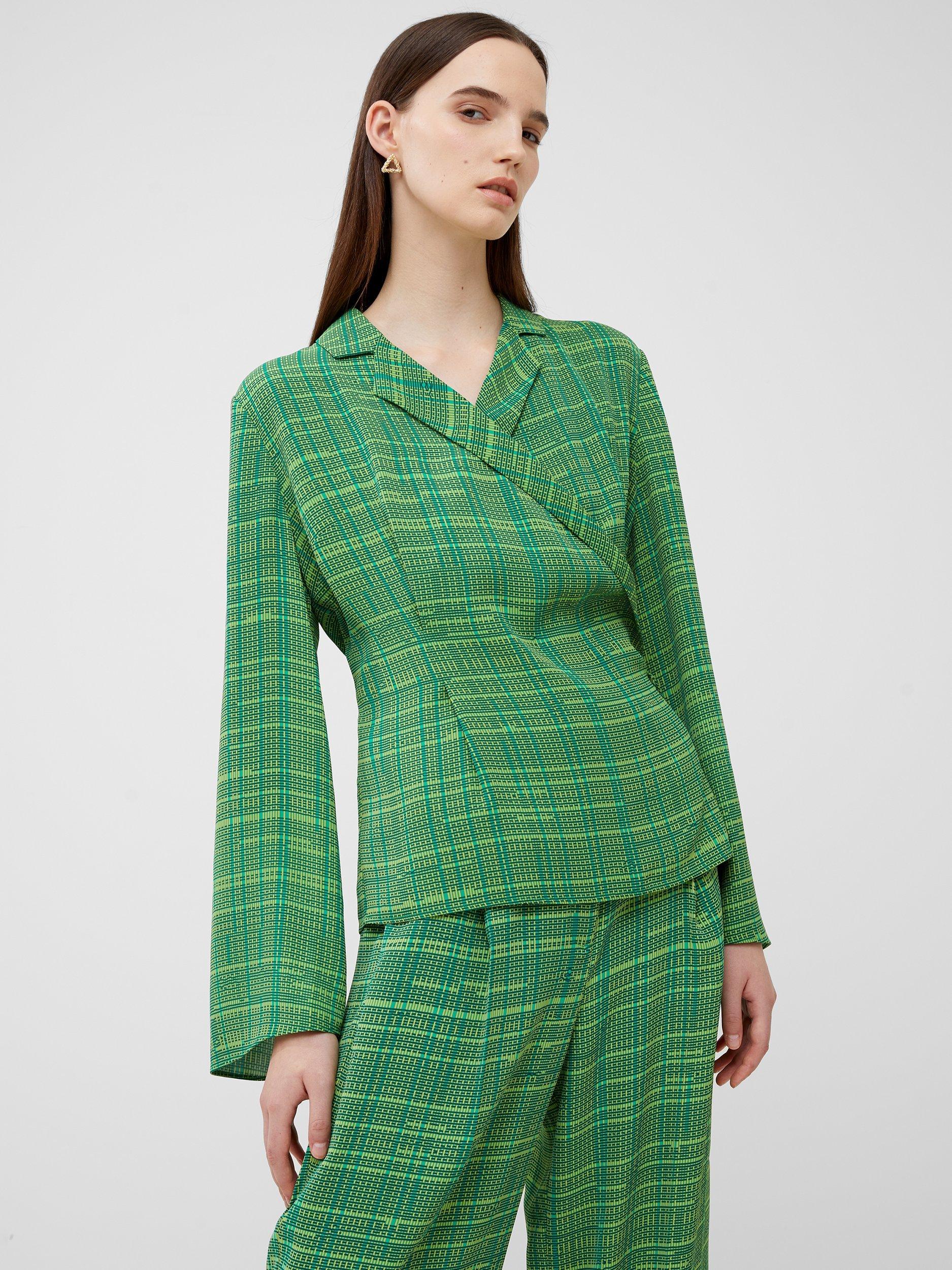 French Connection Carmen Crepe Top, Jelly Bean/Wasabi