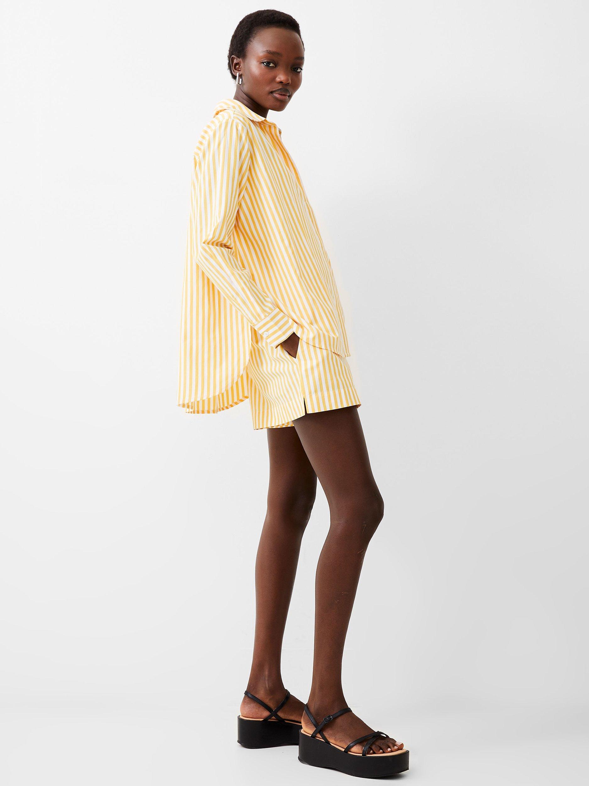 Product image 1 of 4, which shows French Connection Stripe Relaxed Shirt, Banana/Linen White, L