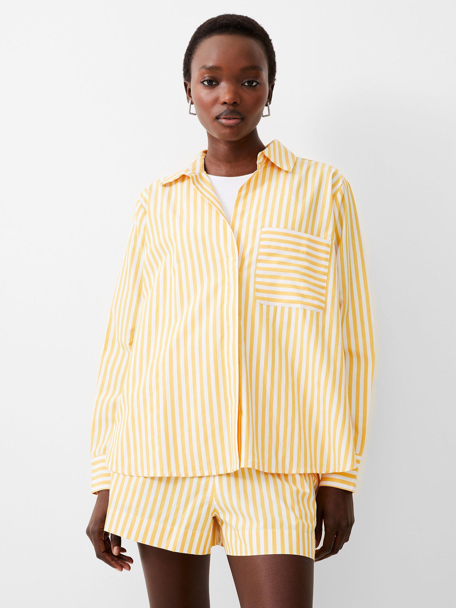 Product image 2 of 4, which shows French Connection Stripe Relaxed Shirt, Banana/Linen White, L