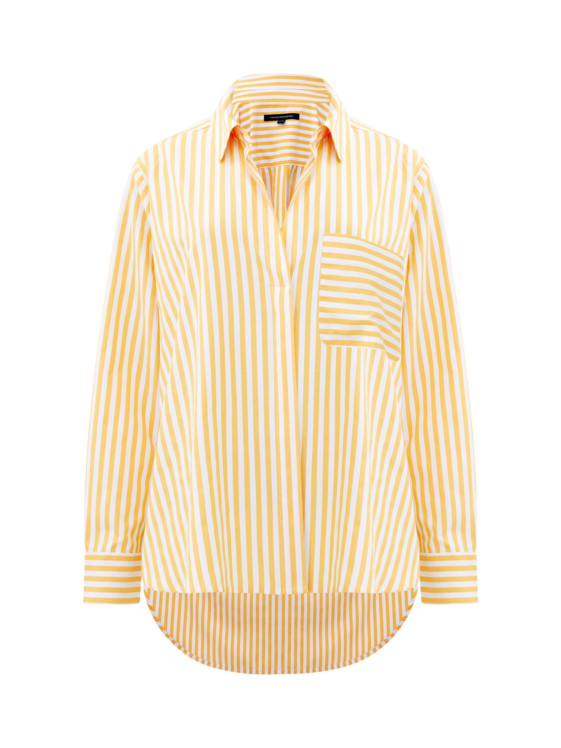 Product image 4 of 4, which shows French Connection Stripe Relaxed Shirt, Banana/Linen White, L