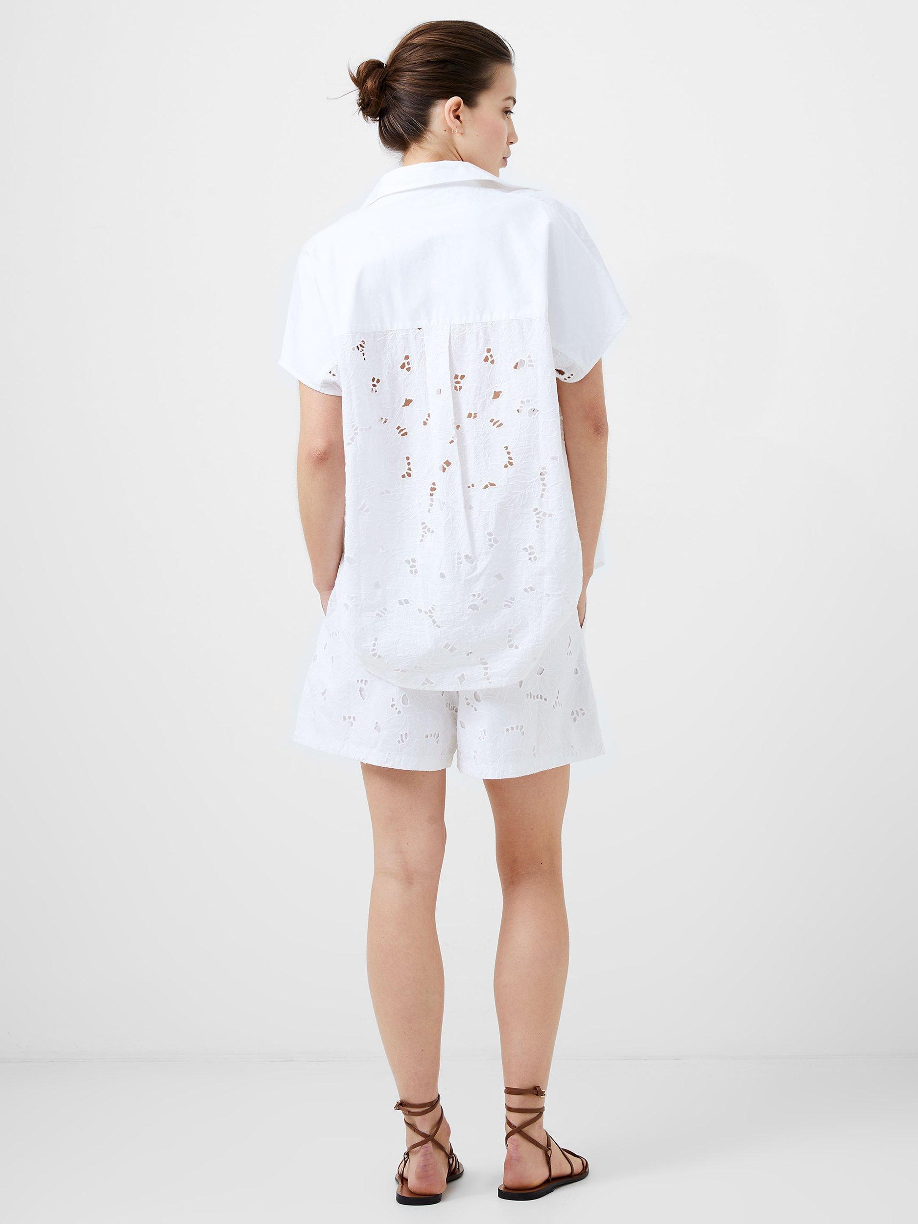 French Connection Cele Embroideed Top, White, L
