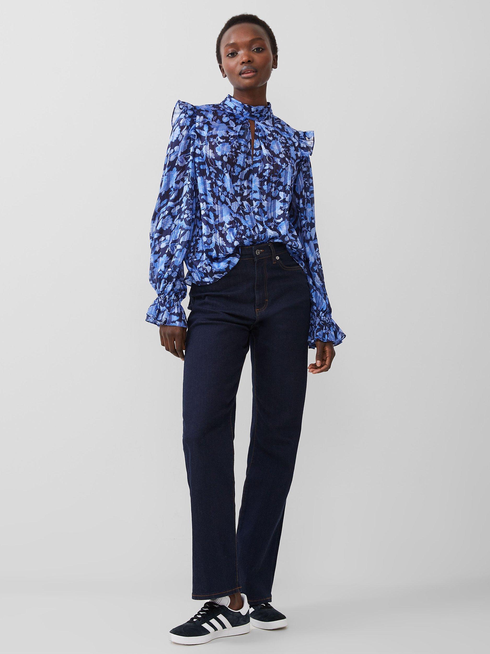 French Connection Cynthia Fauna Blouse, Midnight Blue, 6
