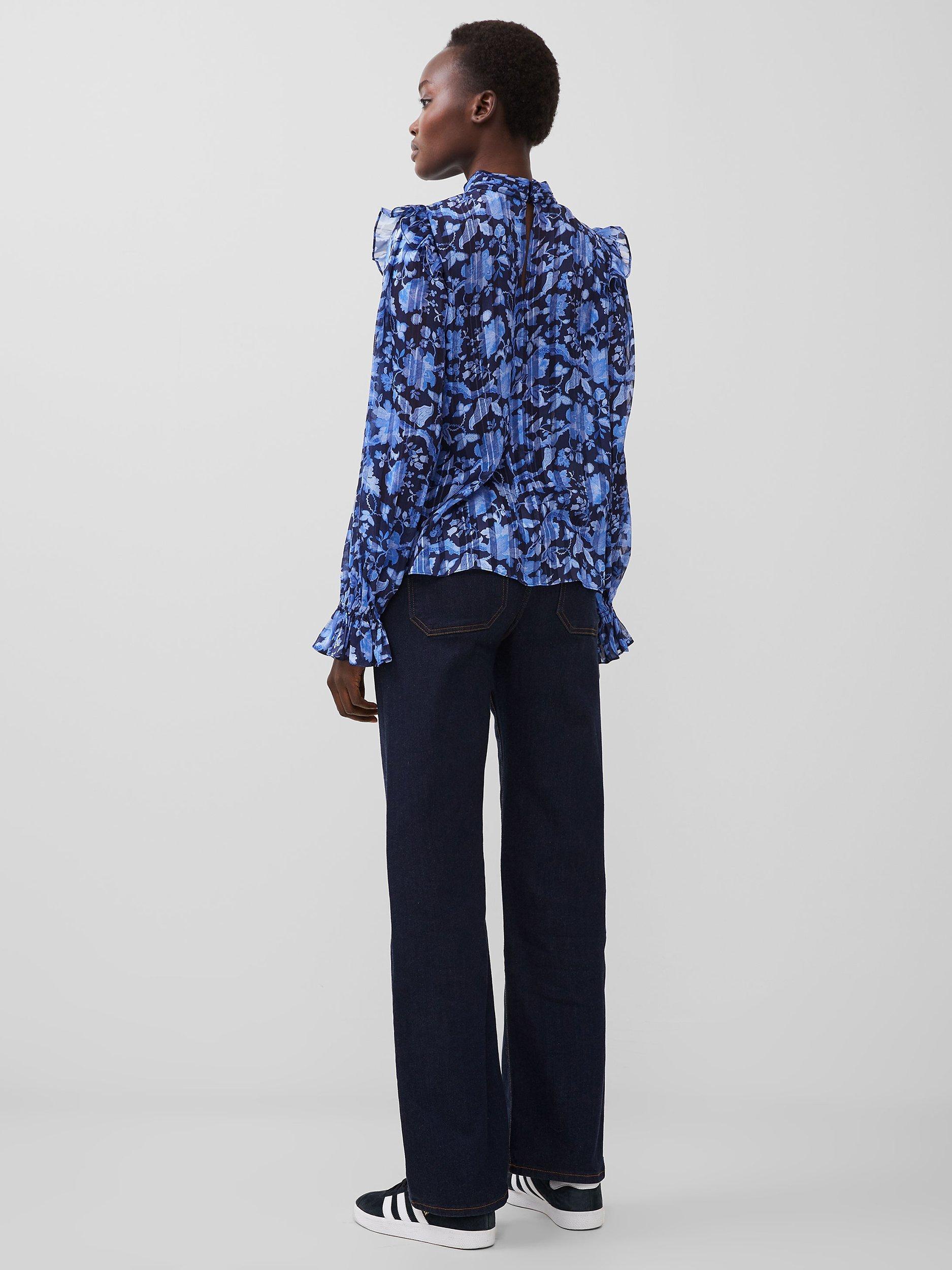 French Connection Cynthia Fauna Blouse, Midnight Blue, 6