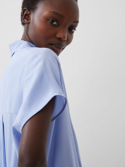 French Connection Crepe Short Sleeve V-Neck Blouse - view 2, Bluebell