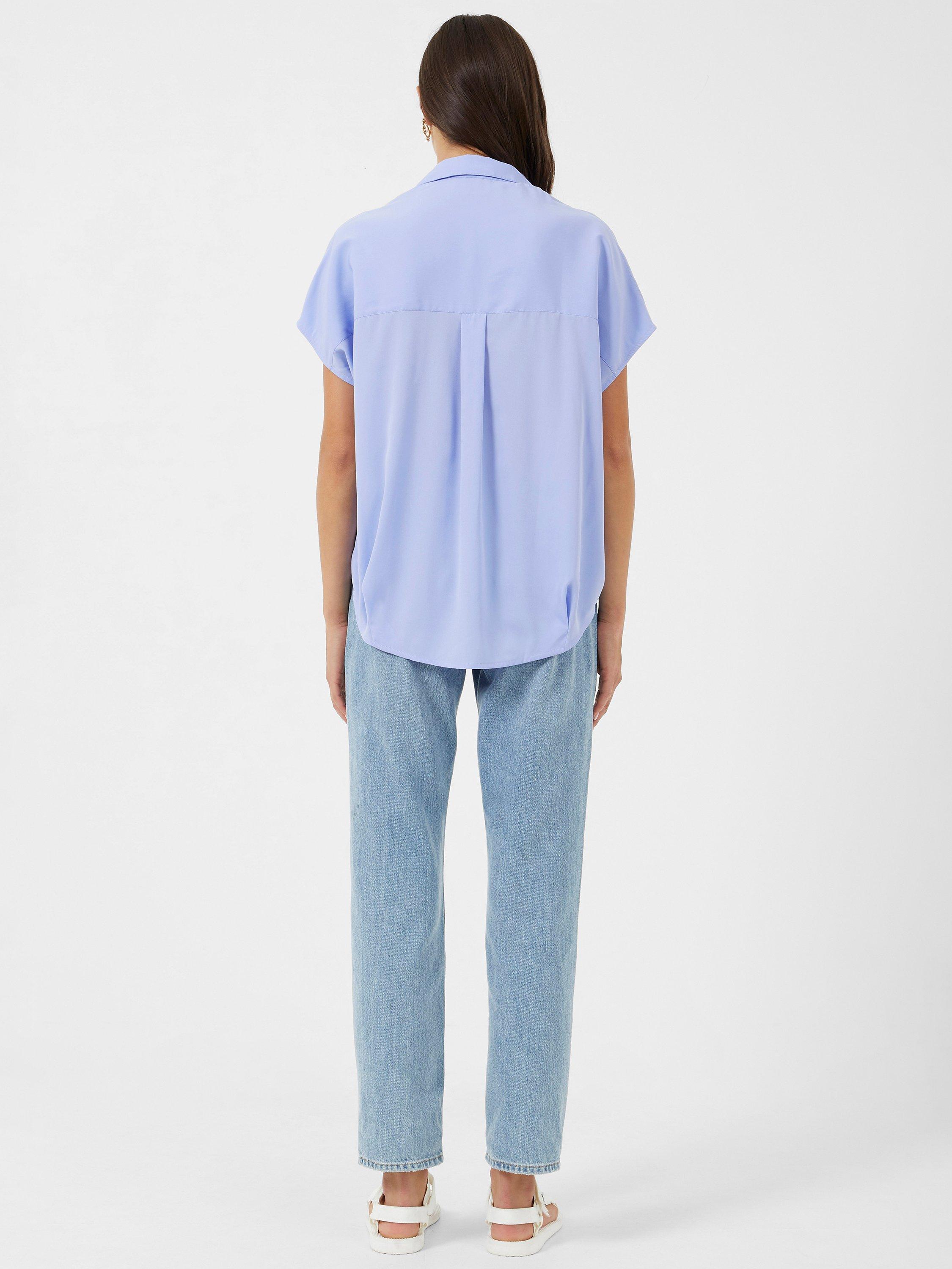 Product image 3 of 4, which shows French Connection Short Sleeve Light Crepe Blouse, Bluebell, XS