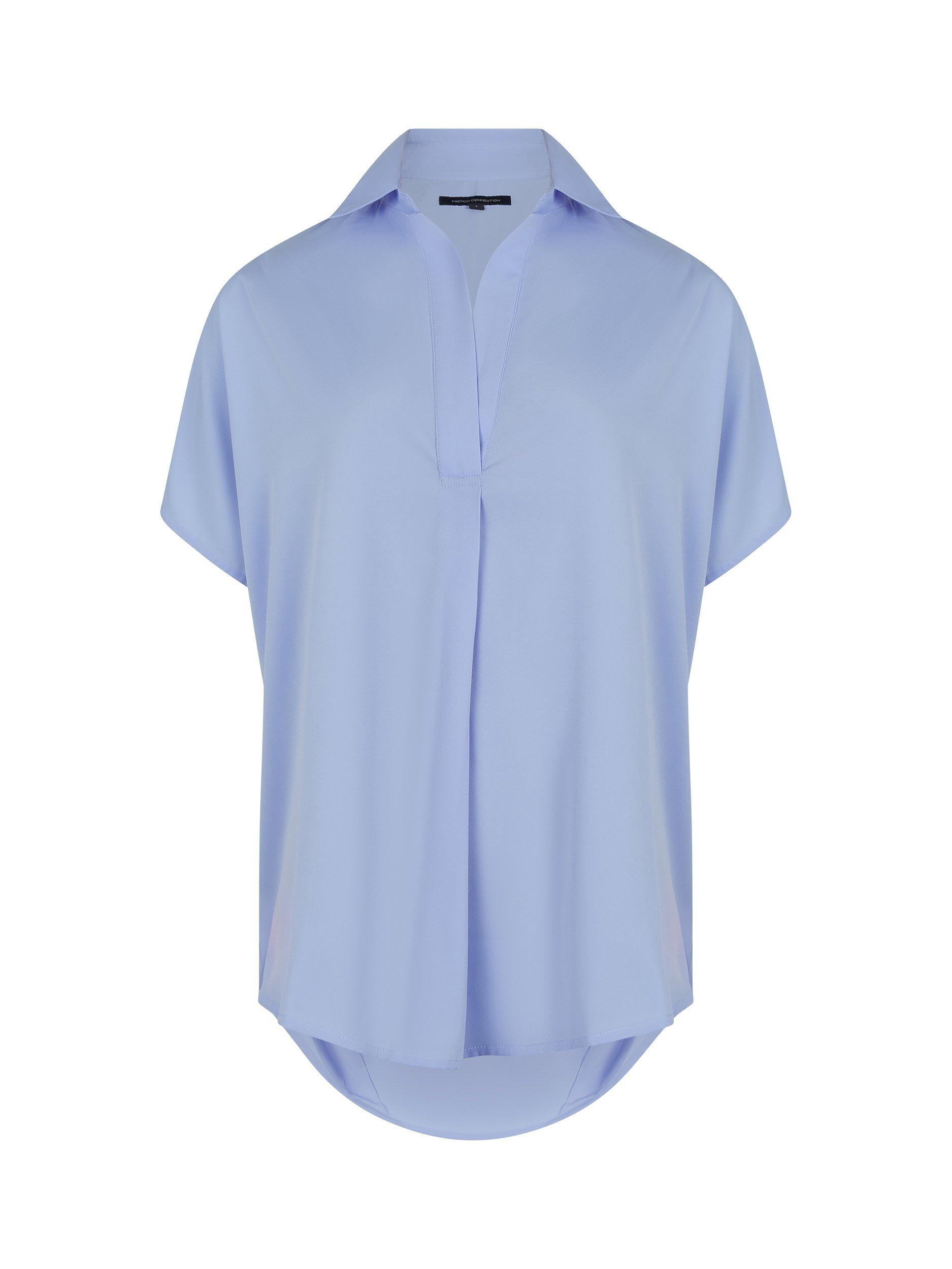 Product image 4 of 4, which shows French Connection Short Sleeve Light Crepe Blouse, Bluebell, XS