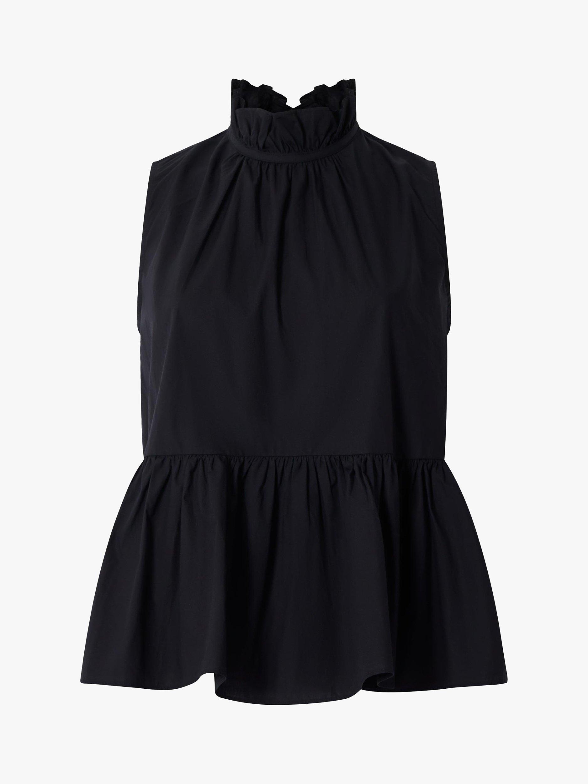 French Connection Rhodes Sleeveless Peplum Hem Top, Blackout            