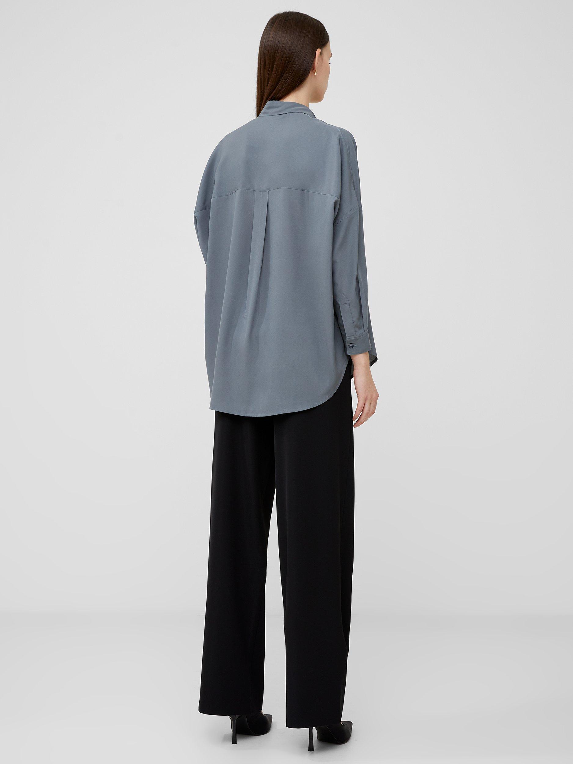 Product image 3 of 4, which shows French Connection Rhodes Recycled Crepe Popover Shirt, Stormy Weather, S