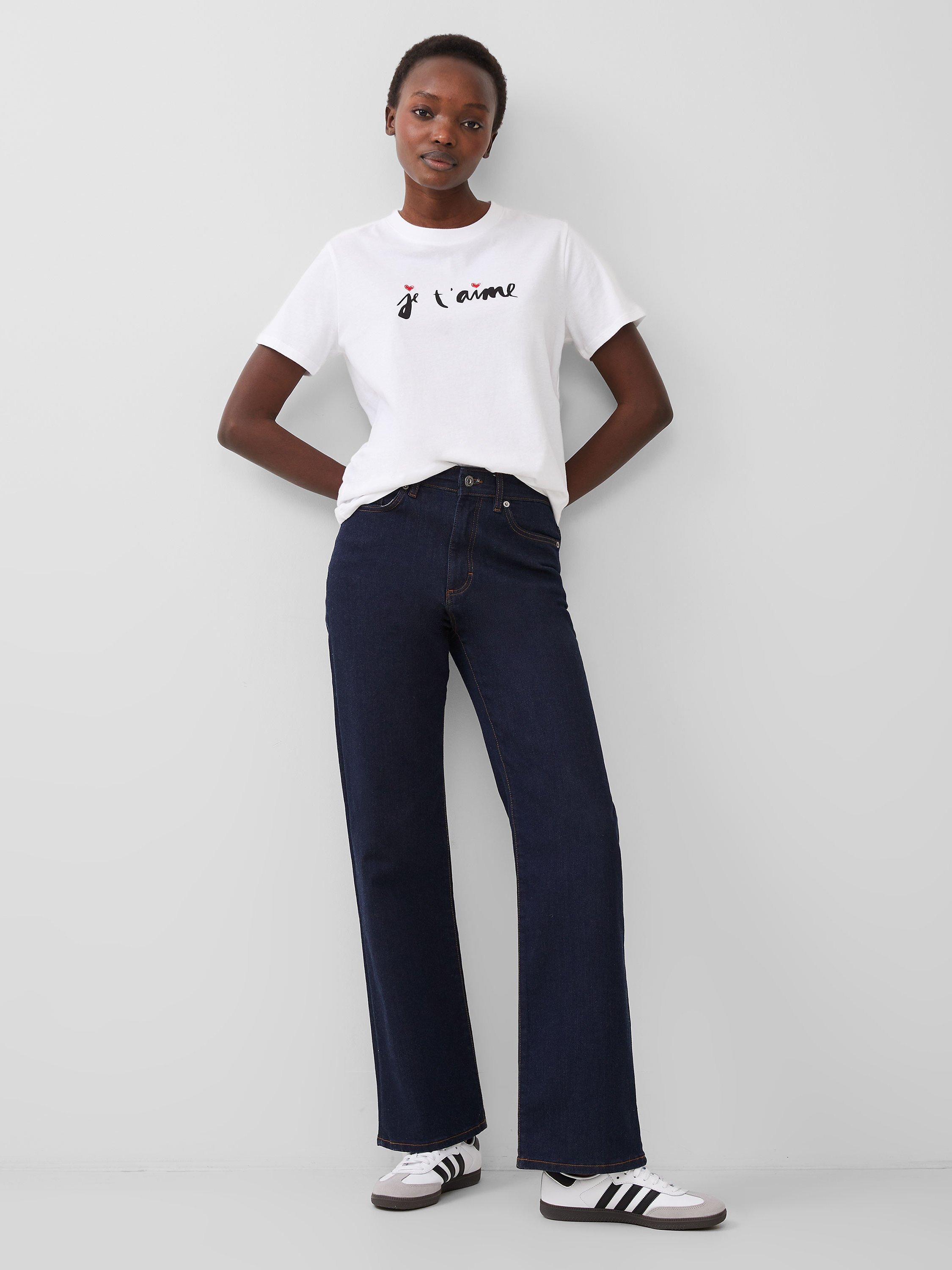 French Connection Graphic Je T'Aime T-Shirt, Linen White
