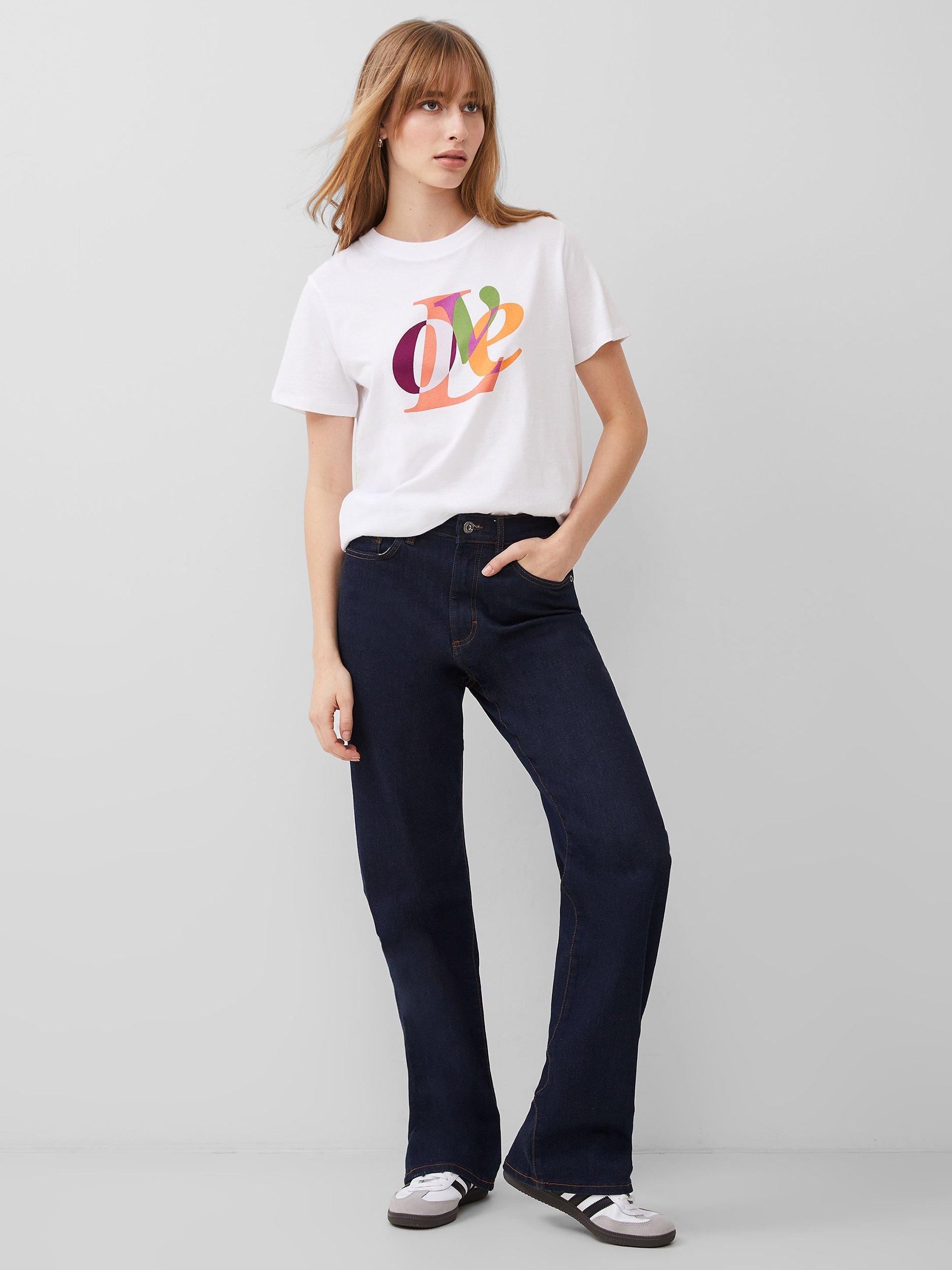 French Connection Love Graphic T-Shirt, Linen White