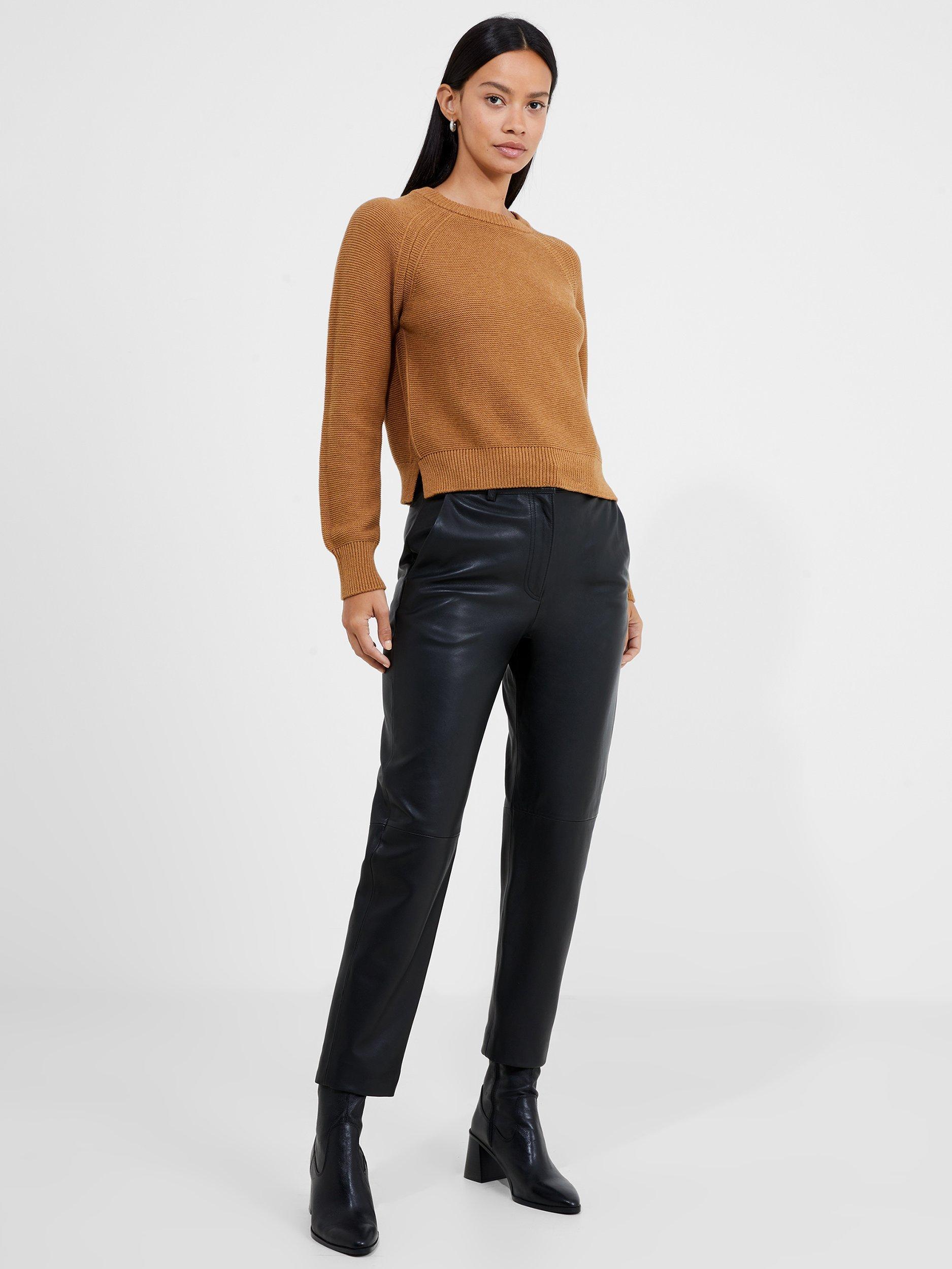 French Connection Connie Cropped Leather Trousers Black