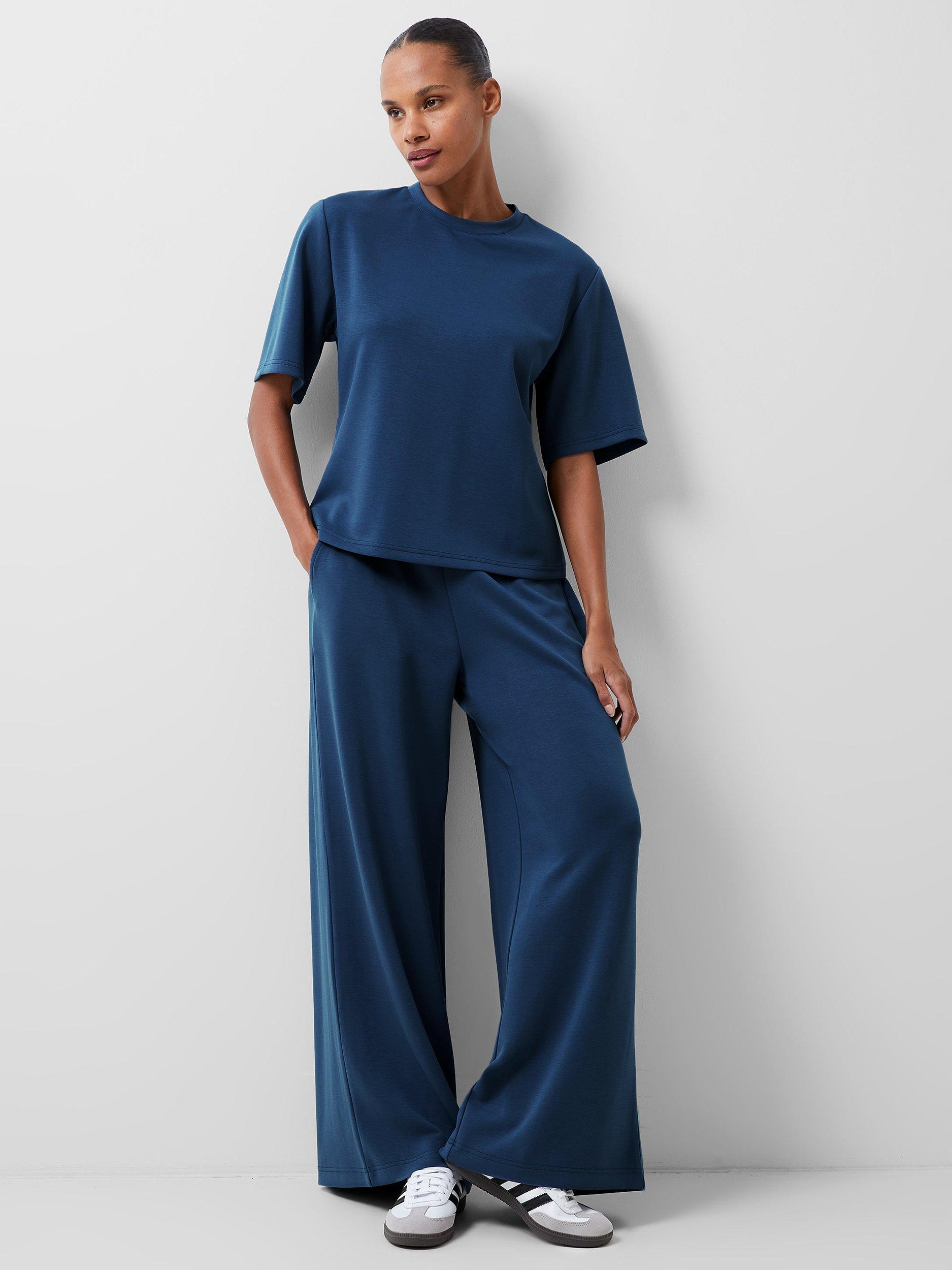 Product image 1 of 3, which shows French Connection Wren Wide Leg Trousers, Midnight Blue, XS