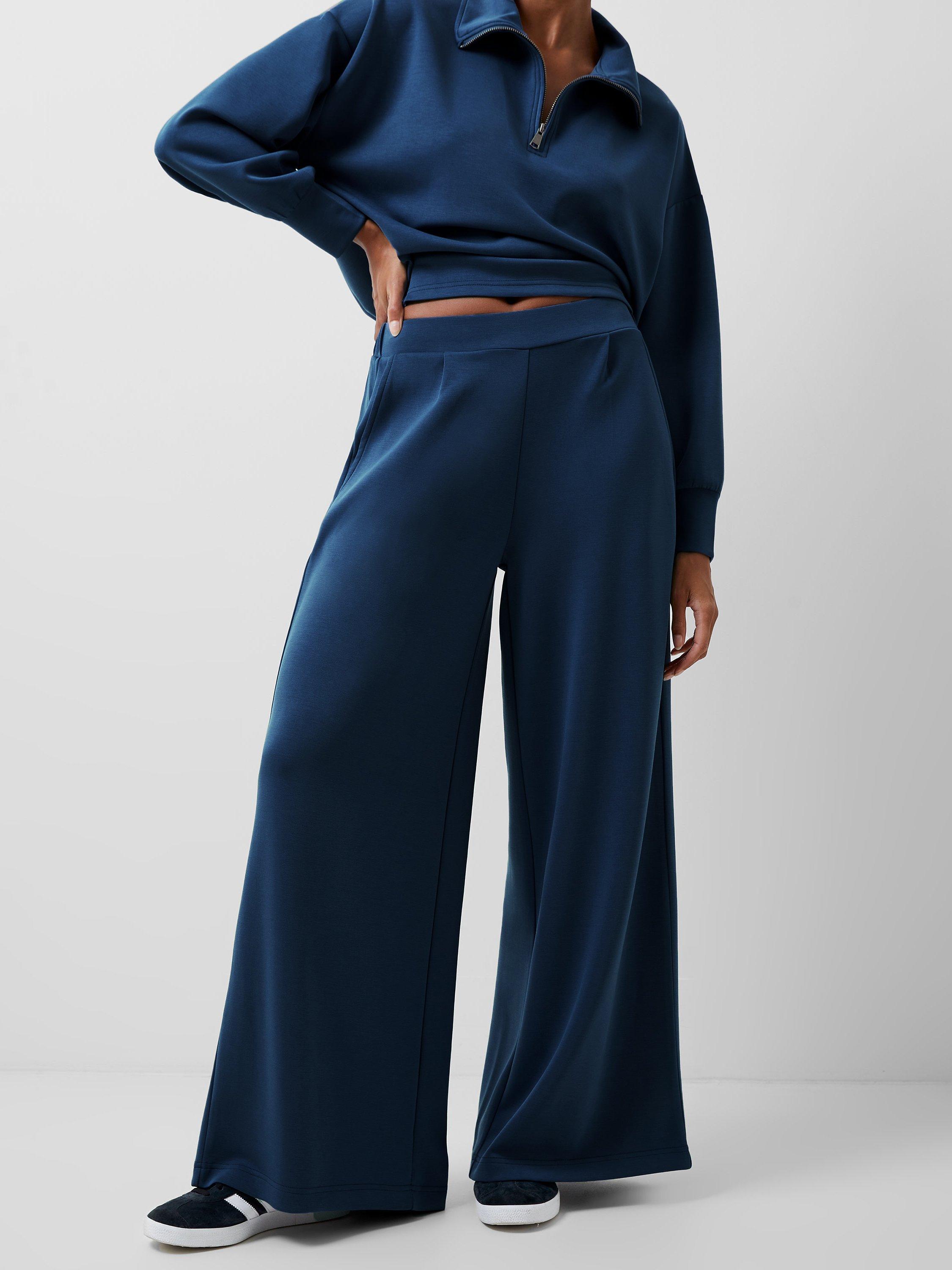 Product image 2 of 3, which shows French Connection Wren Wide Leg Trousers, Midnight Blue, XS