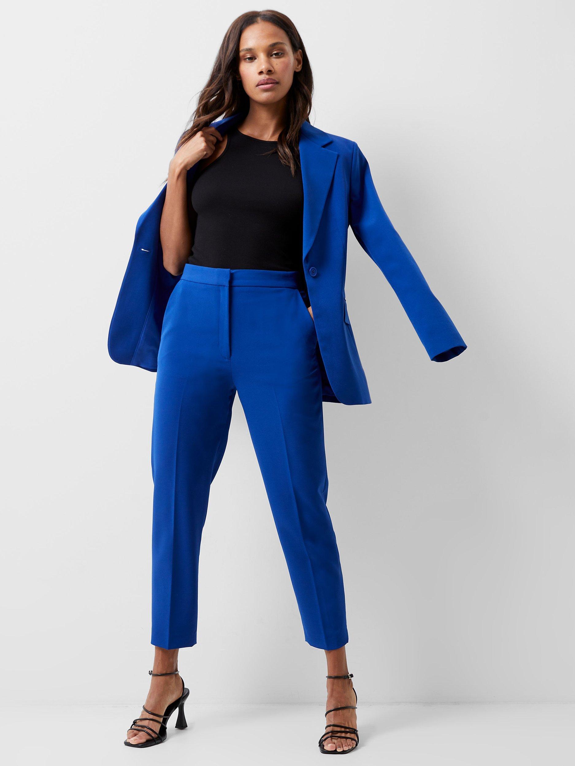 French Connection Echo Tapered Cropped Trousers, Cobalt Blue, 18