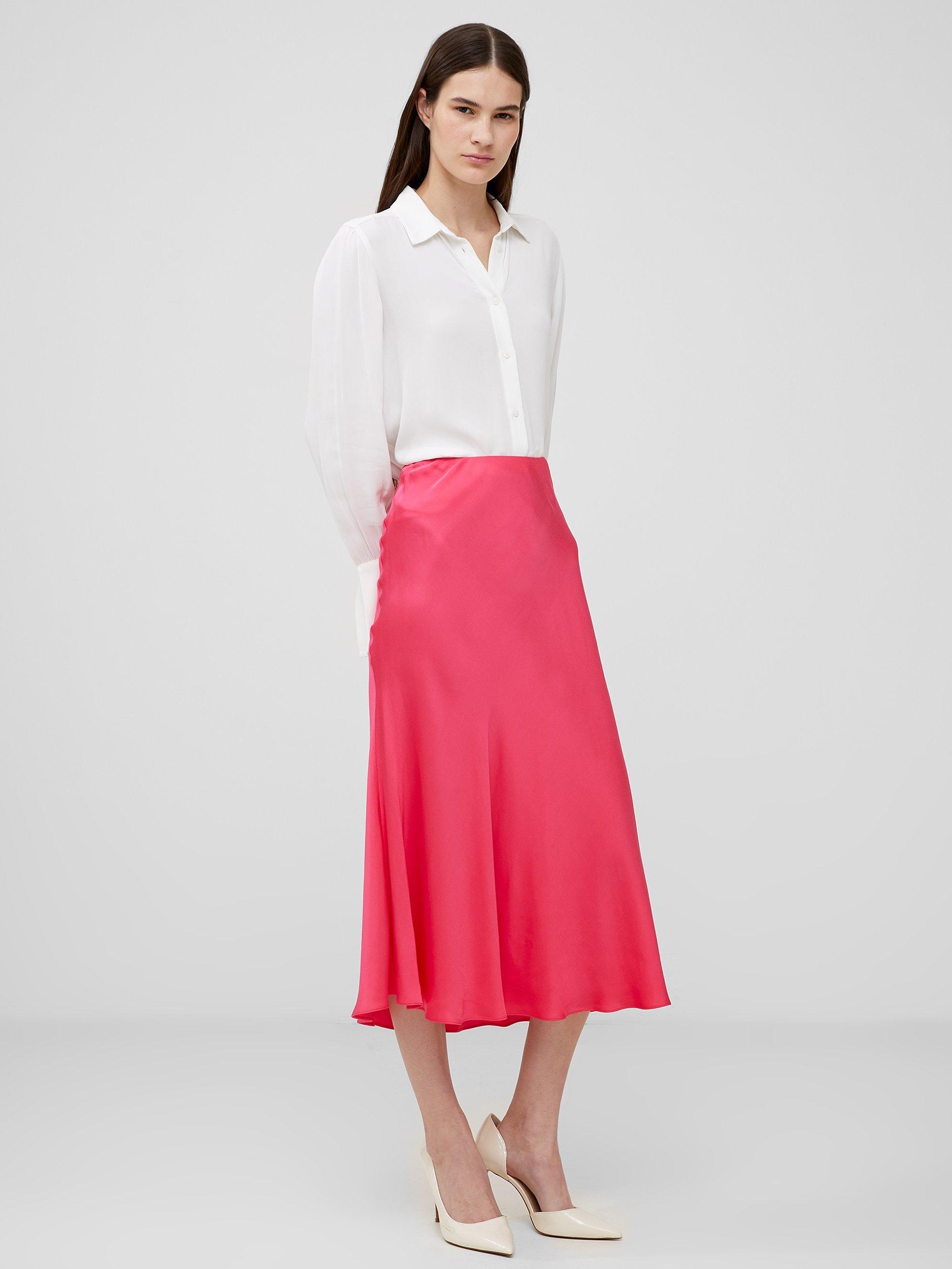 French Connection Ennis Satin Slip Midi Skirt, Azalea              