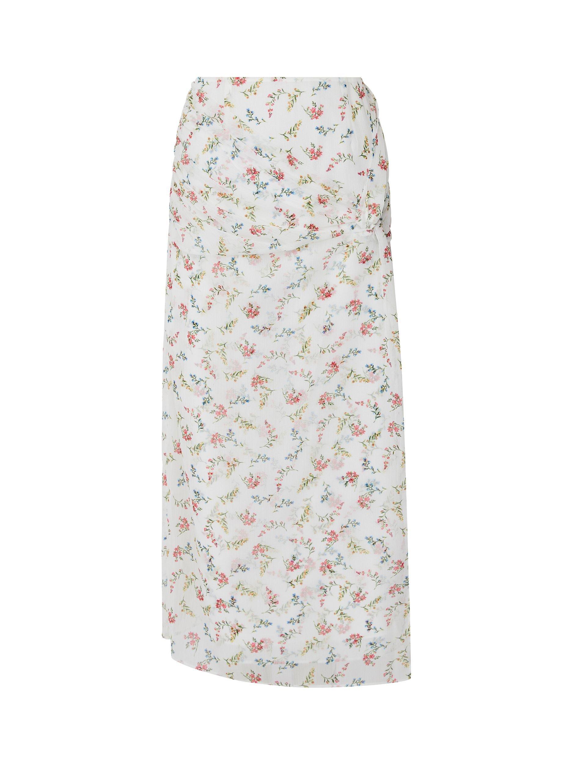French Connection Floriana Hallie Crinkle Midi Skirt, Summer White, 6