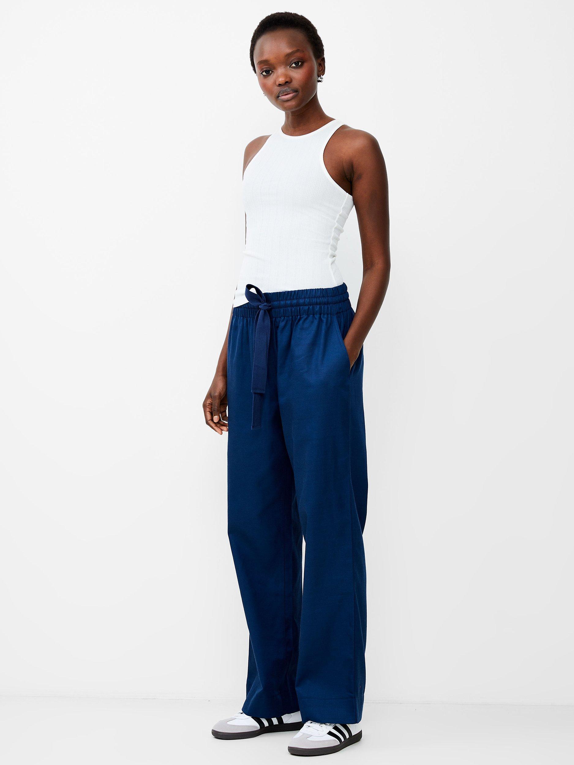 French Connection Bodie Cotton Blend Trousers, Midnight Blue       