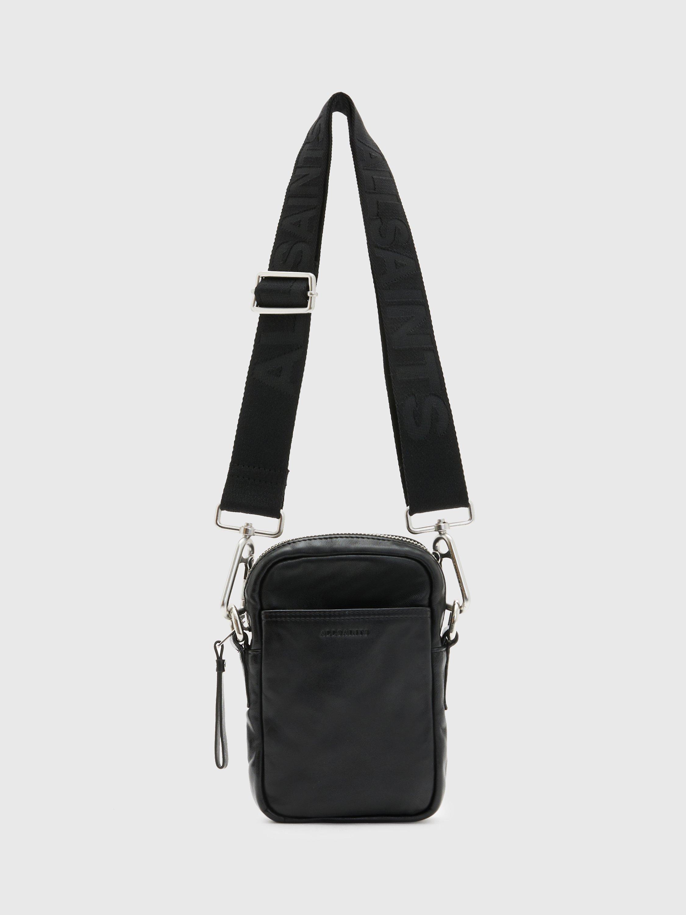 AllSaints Zumo Leather Phone Pouch, Black