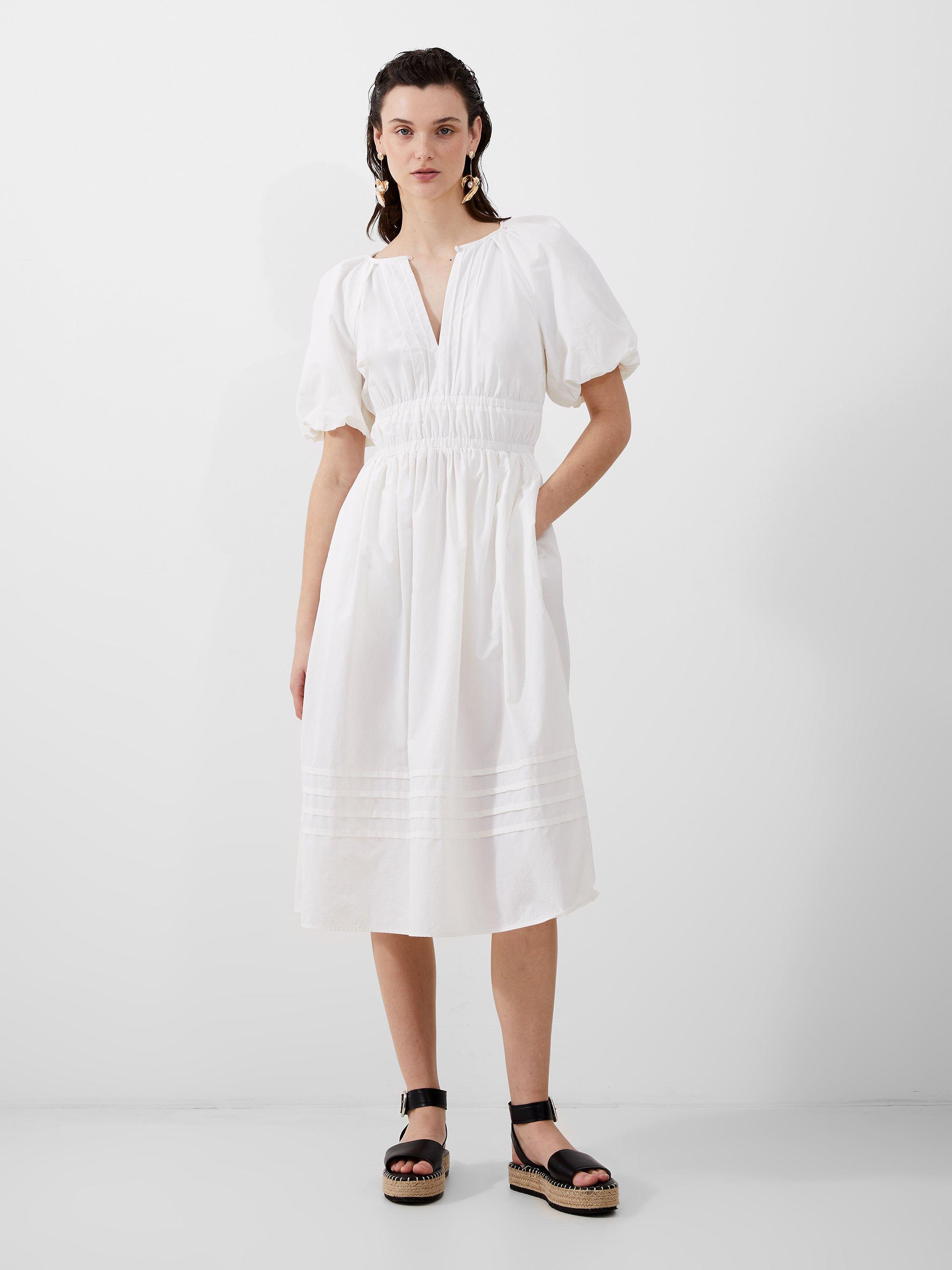 French Connection Alora Puff Sleeve Dress, Summer White