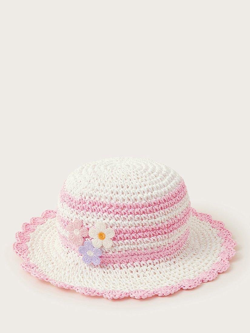 Monsoon Baby Crochet Flower Sun Hat, Pink