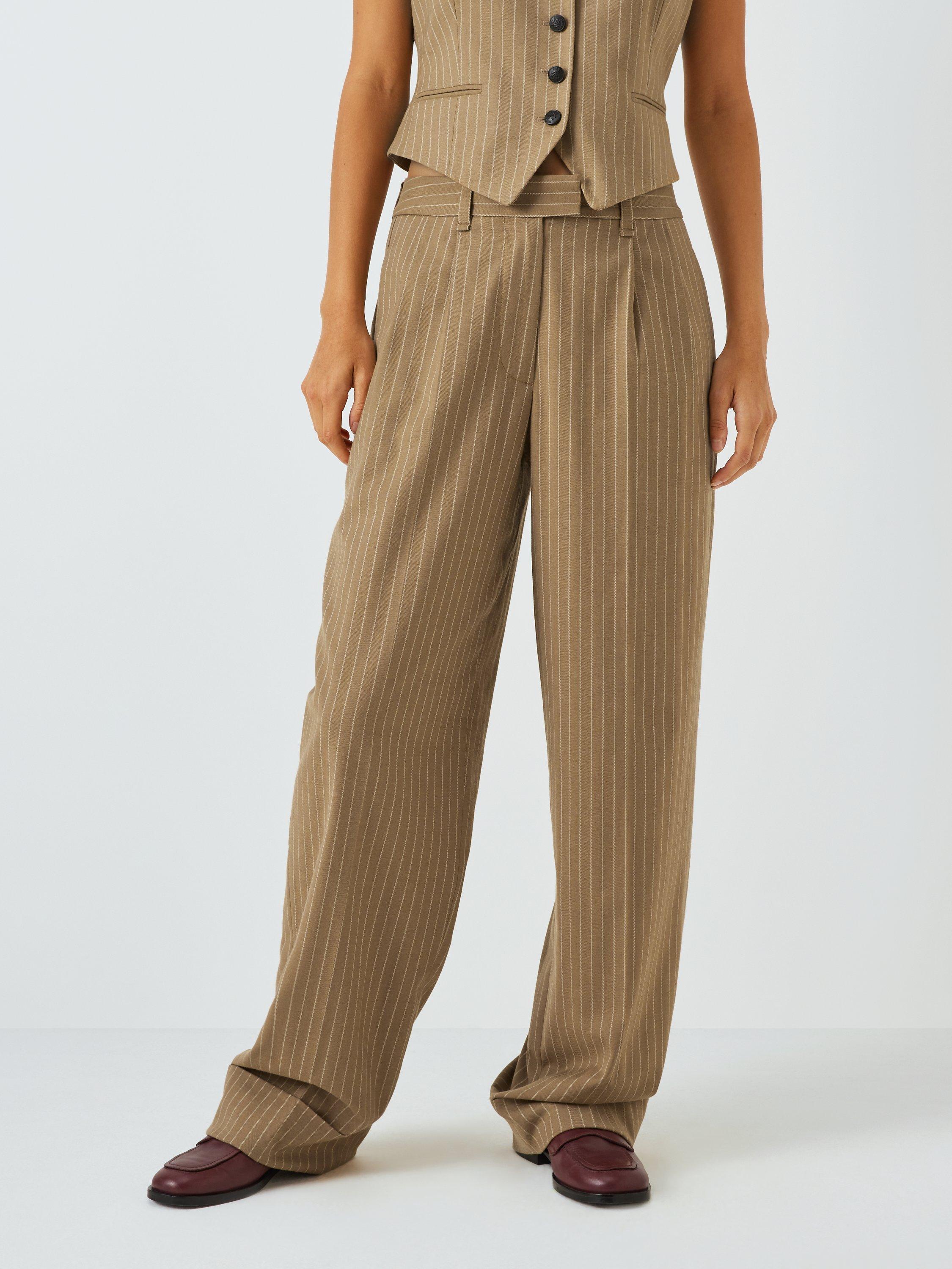 rag & bone Marianna Pinstripe Wool Blend Trousers, Camel