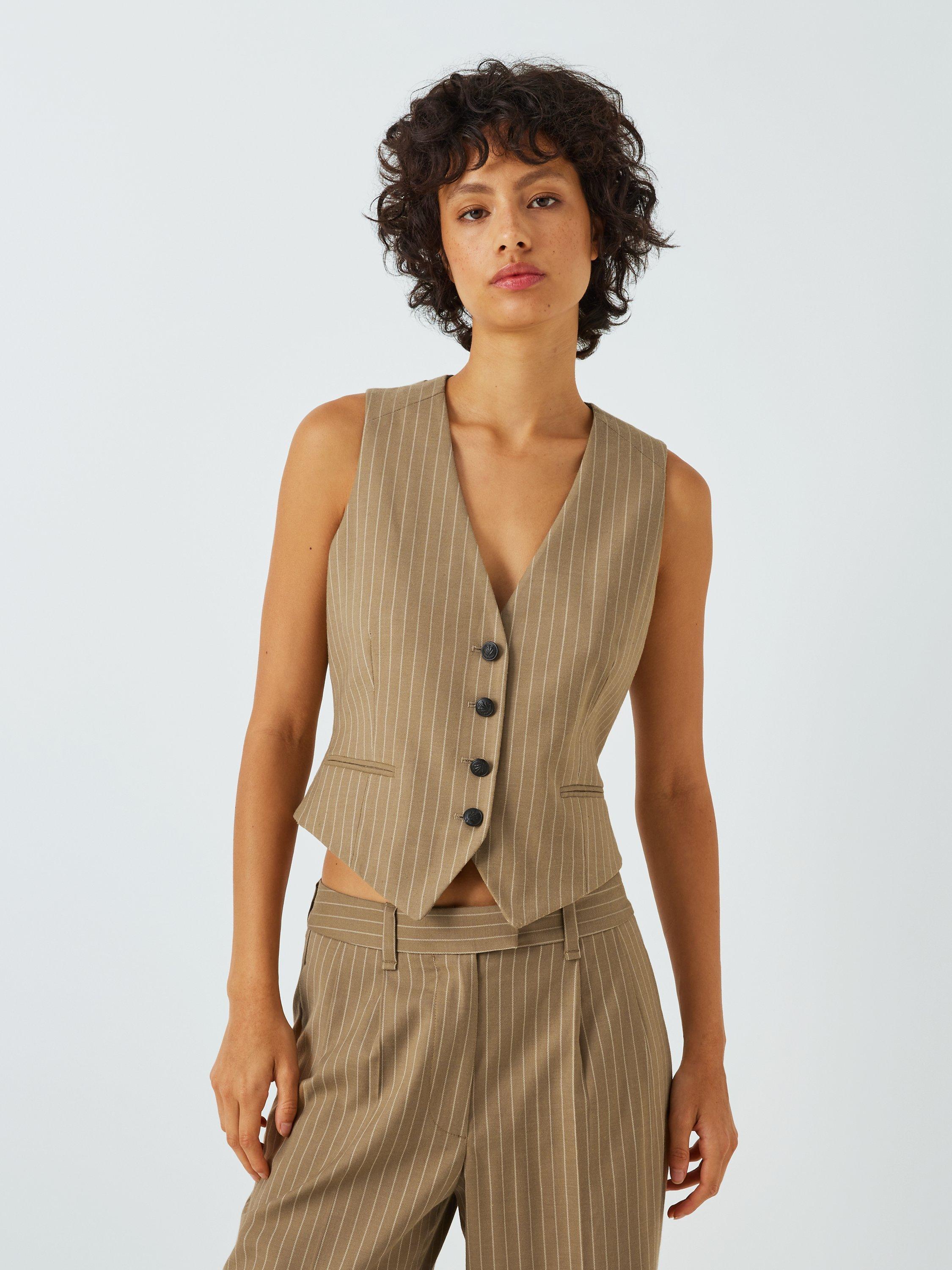 rag & bone Priya Pinstripe Waistcoat, Camel