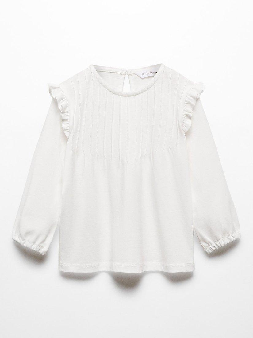 Mango Baby Adela Ruffle Sleeve Detail T-Shirt, Natural White
