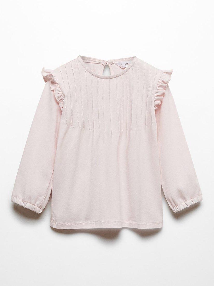 Mango Baby Adela Ruffle Sleeve Detail T-Shirt, Pastel Purple, 18-24 months