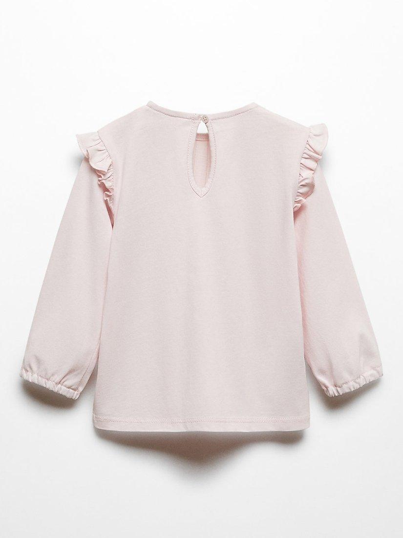 Mango Baby Adela Ruffle Sleeve Detail T-Shirt, Pastel Purple, 18-24 months