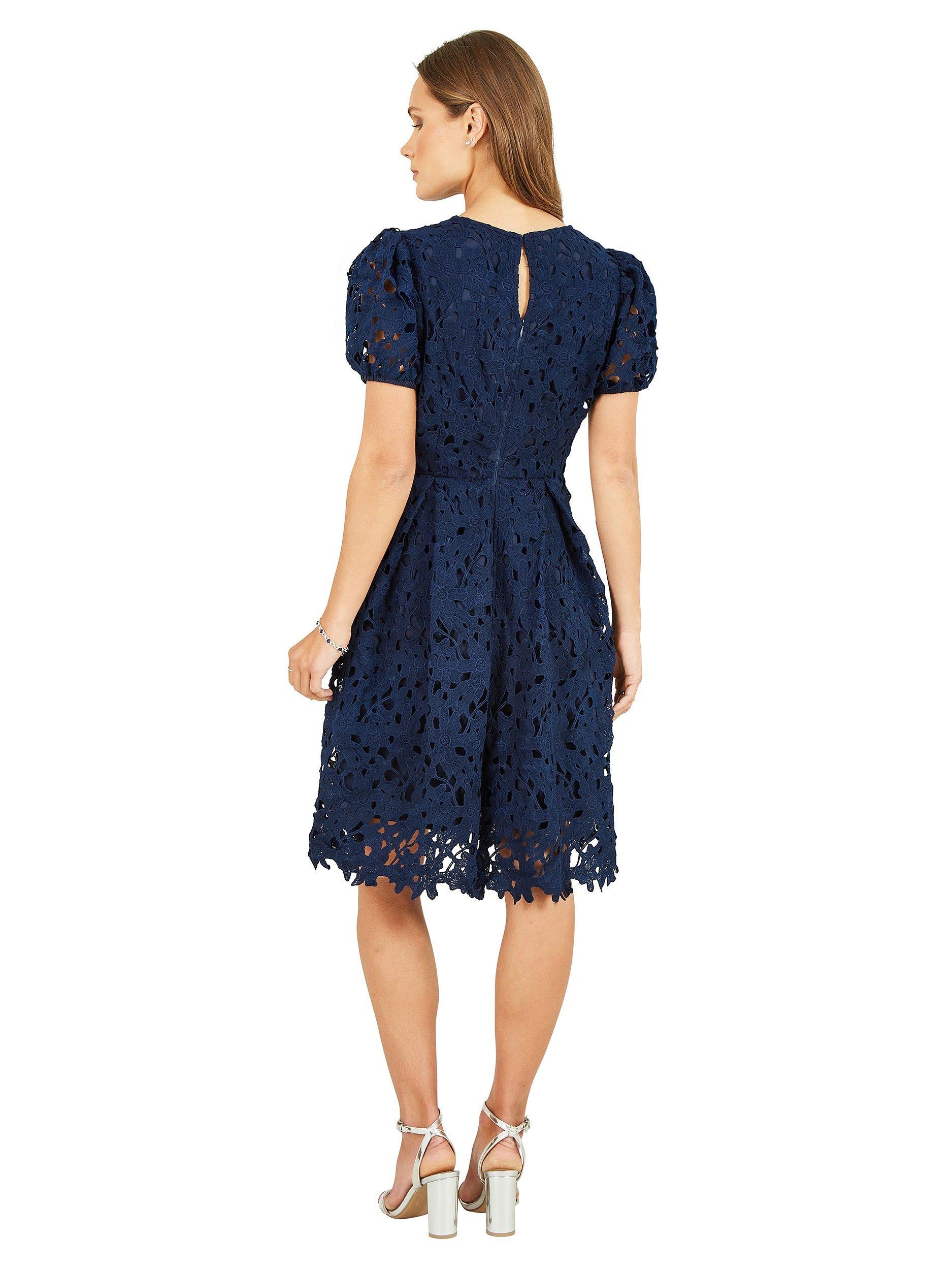 Product image 3 of 5, which shows Yumi Lace Skater Dress, Navy, 8