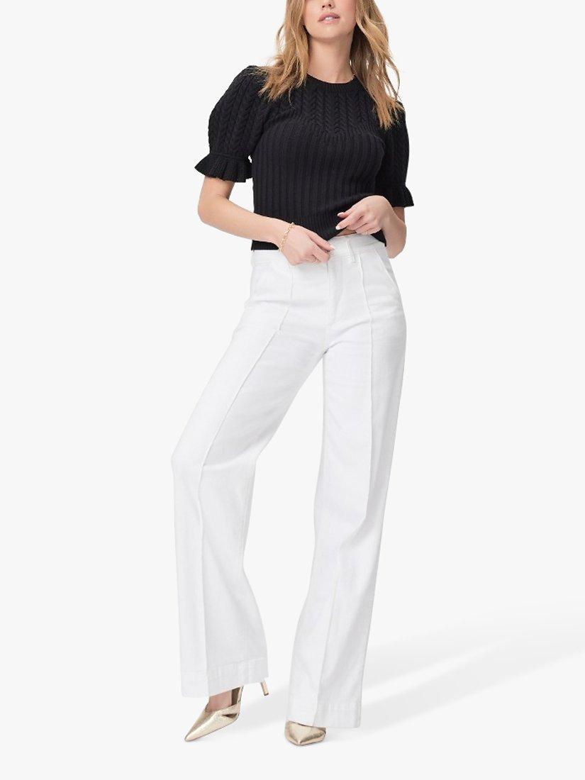 PAIGE Sasha High Rise Wide Leg Pleat Jeans, Crisp White