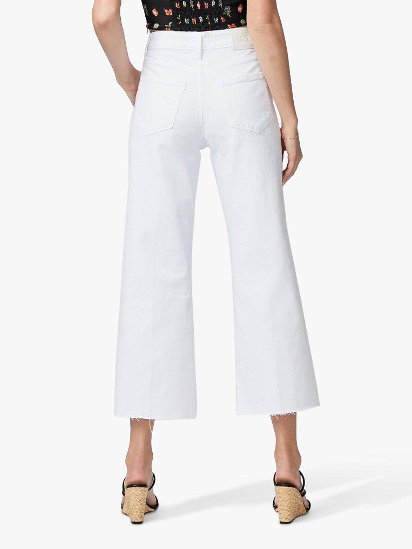 Product image 3 of 5, which shows PAIGE Anessa Raw Hem Cropped Wide Leg Jeans, Crisp White, 24