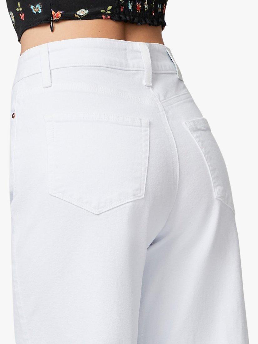 Product image 5 of 5, which shows PAIGE Anessa Raw Hem Cropped Wide Leg Jeans, Crisp White, 24