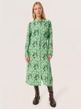 Soaked In Luxury Ina Cloud Print Midi Shirt Dress, Medium Green