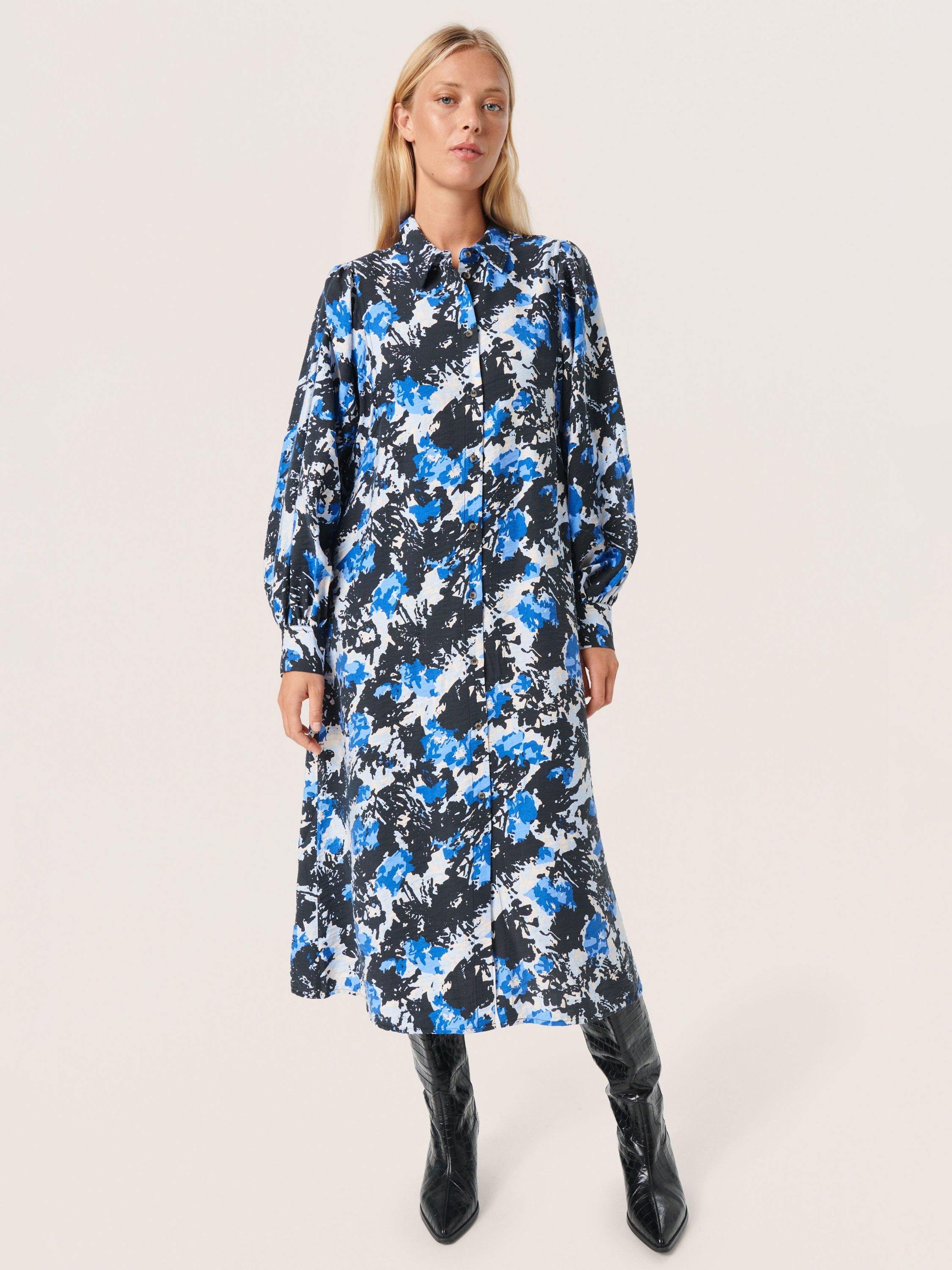 Product image 1 of 6, which shows Soaked In Luxury Nicasia Shirt Dress, Beaucoup Ditzy, XL