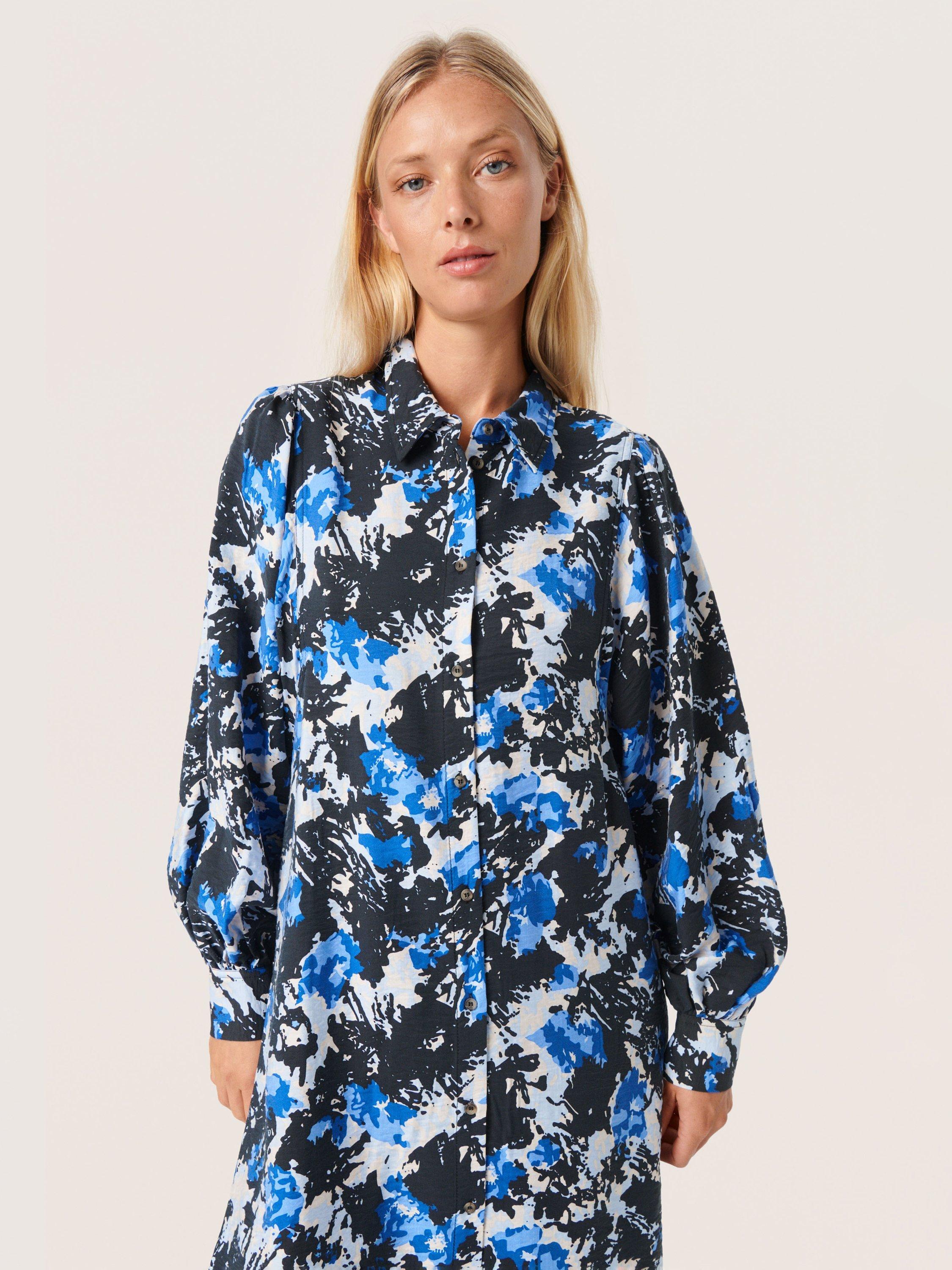 Product image 3 of 6, which shows Soaked In Luxury Nicasia Shirt Dress, Beaucoup Ditzy, XL