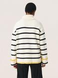 Soaked In Luxury Musling Roll Neck Stripe Jumper, Whisper White/Multi